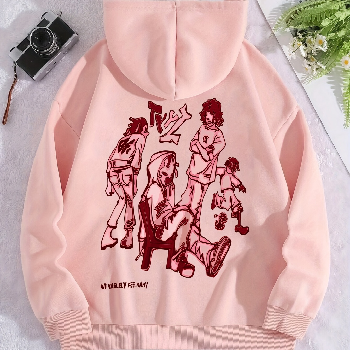 

Graphic Print Hoodie, Drawstring Casual Hooded Sweatshirt, Women's Clothing