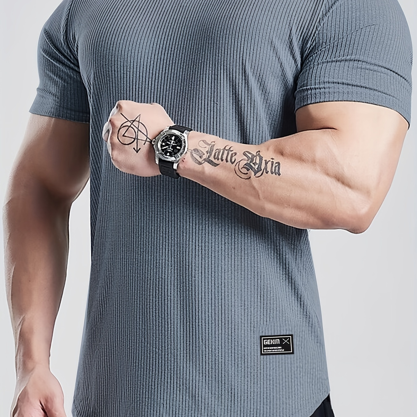 

T-shirt de Performance pour Hommes - , Respirant & Extensible, Mélange Polyester-Spandex, Manches Courtes, Col Rond avec Texture Côtelée - Idéal pour de Sport, & les Activités en