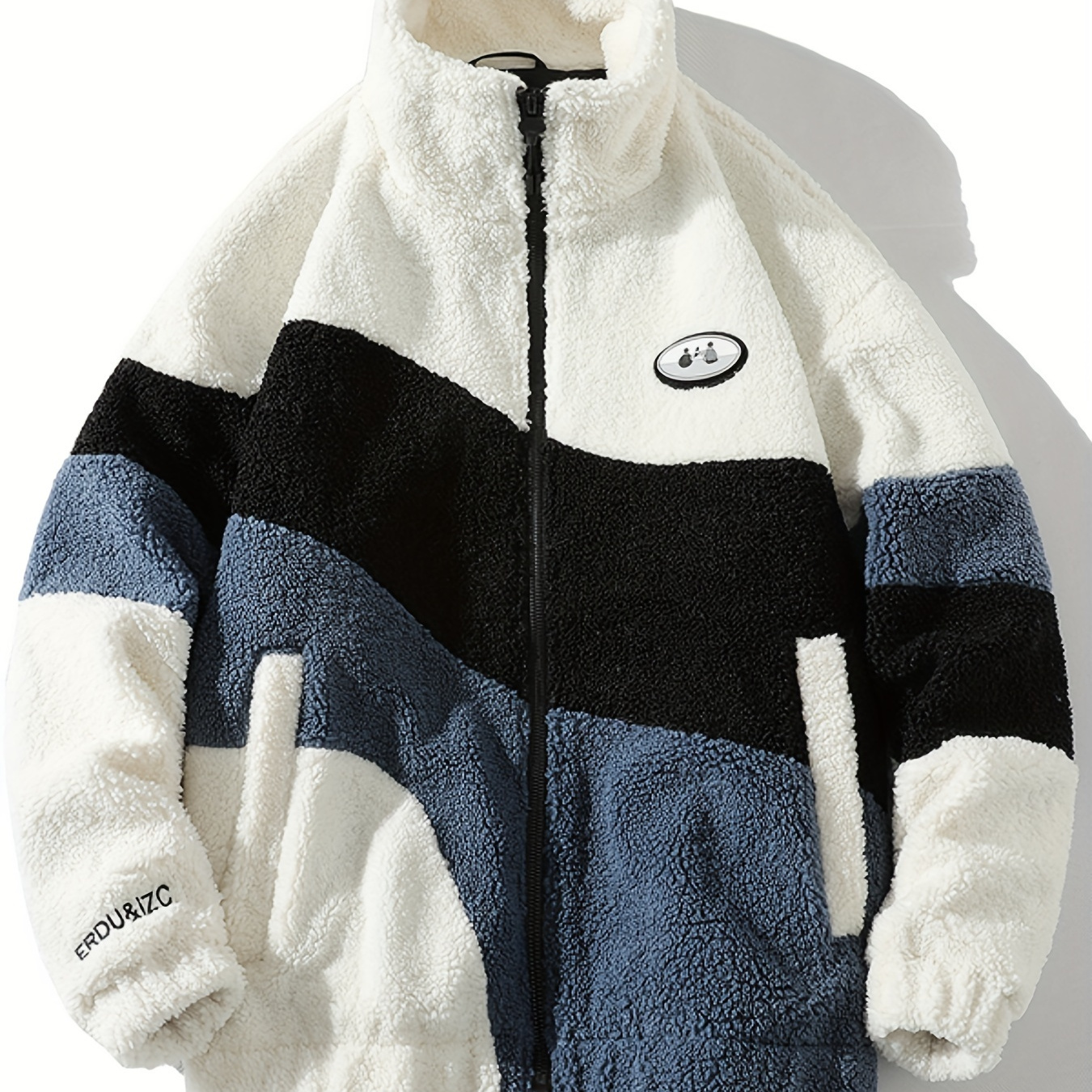 

Fleece Fluffy , Stand Zip Up Long For