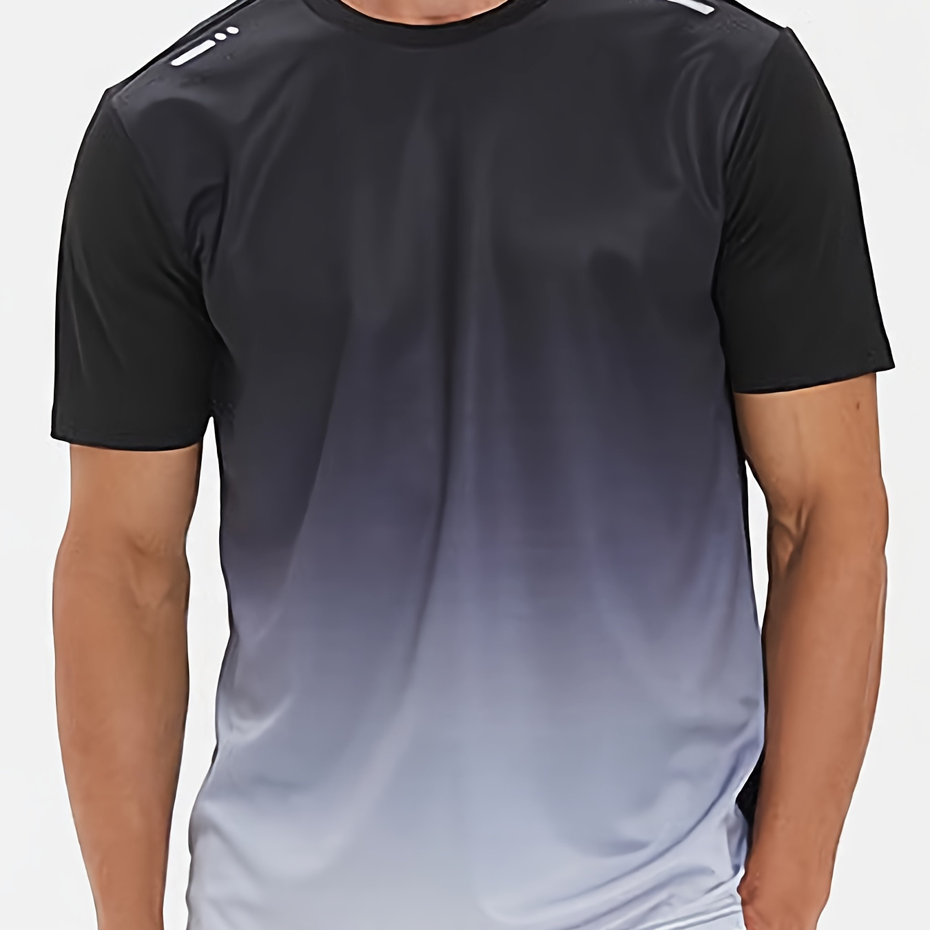 

Men's Athletic Fitness T-shirt, Short Sleeve Round Neck Gym Sports Top In Gradient Color, Loose Fit And Breathable