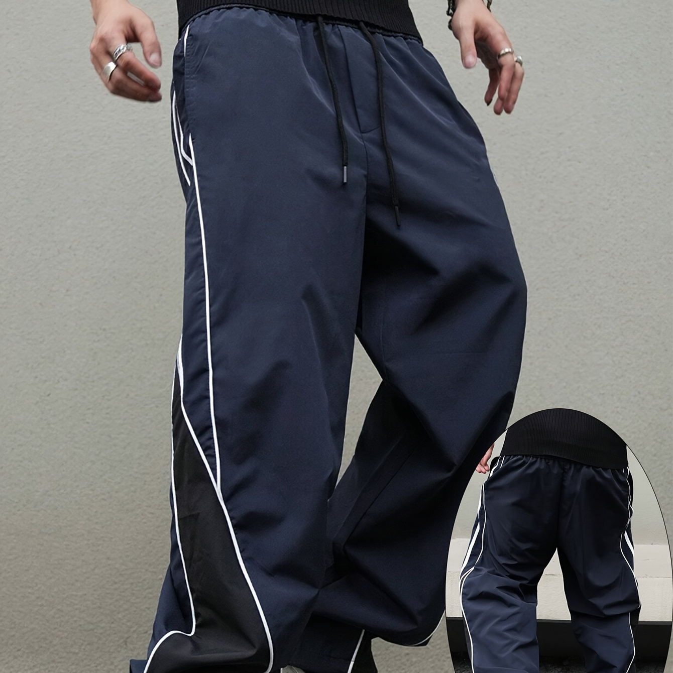 【BAON】[unisex] Come color banding jogger pants unisex casual jogger pants color block side stripes - Temu Oman