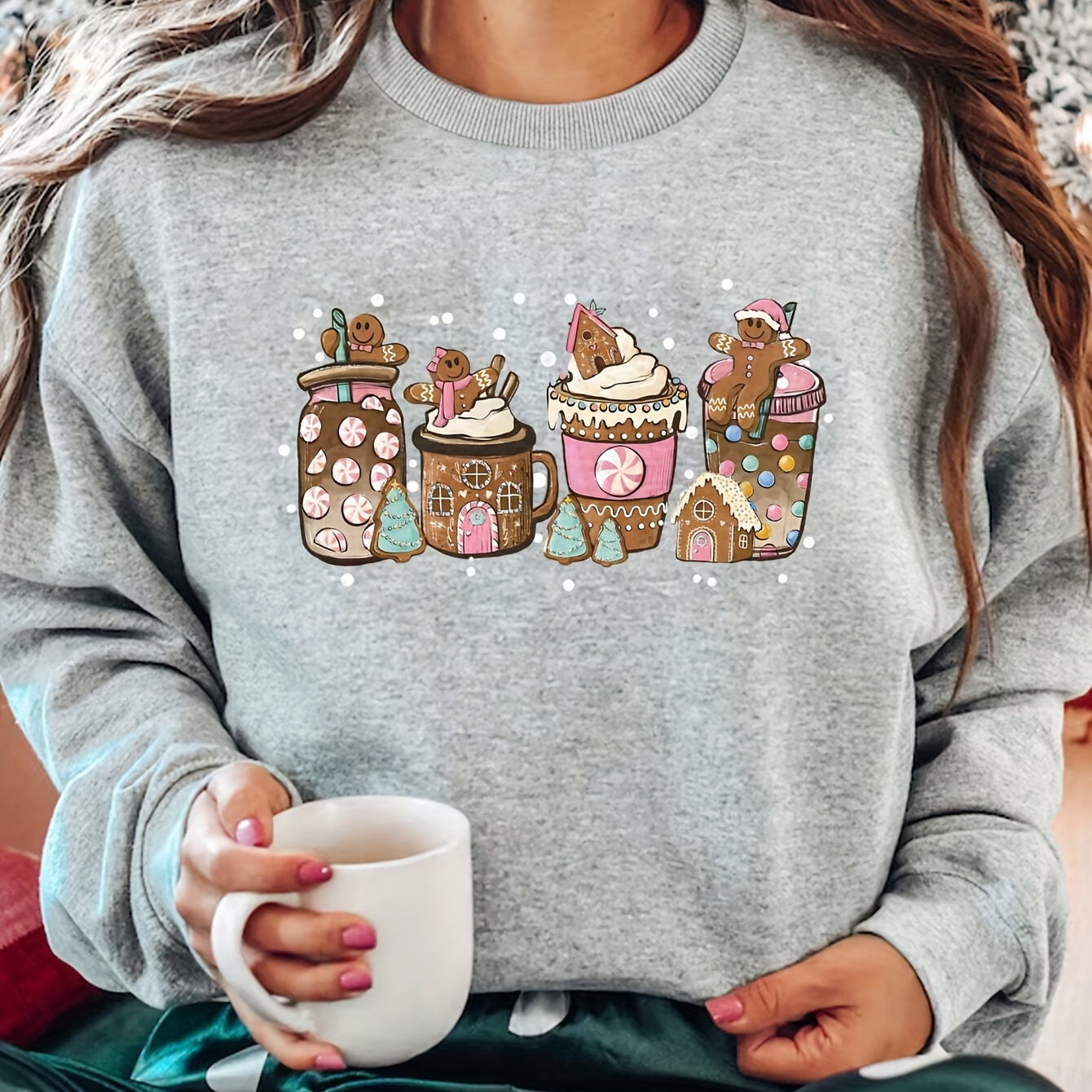 

Plus Size Christmas Sweatshirt - 100% Pullover , Knit For Fall/