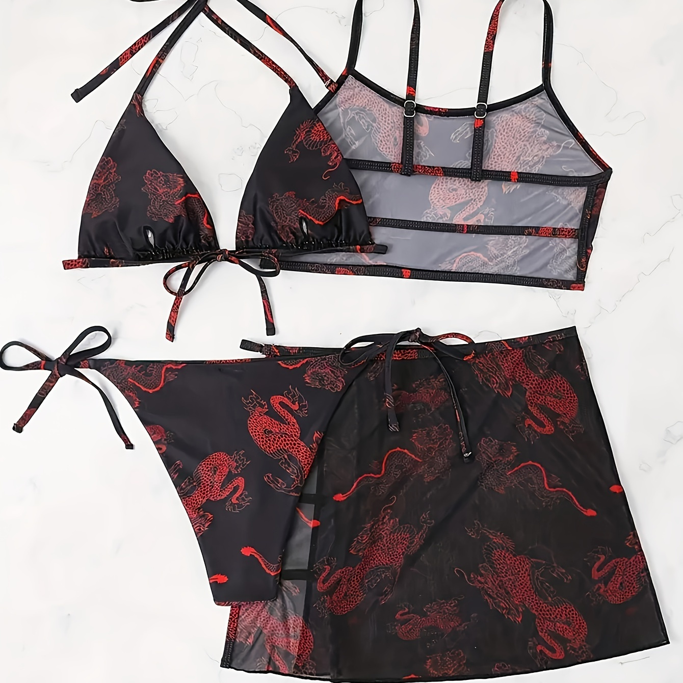 

Women's With Dragon Element Print, And Sexy Outdoor Bikini Set