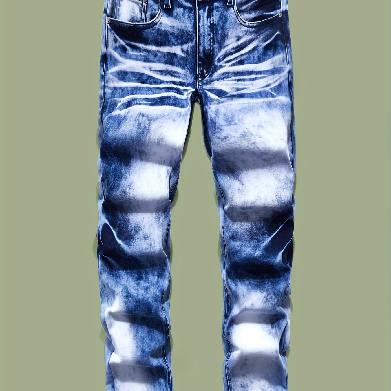 

Men's Cotton Blend Retro Distressed Jeans, Chic Street Style Mid-stretch Slim Fit Bottoms For Men, All Seasons