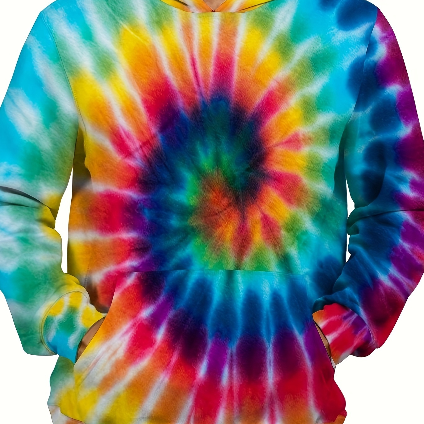 Plus Size Men's Colorful Swirling Pattern Print Hoodies Fashion Causal Hooded Sweatshirt For Fall Winter, Men's Clothing