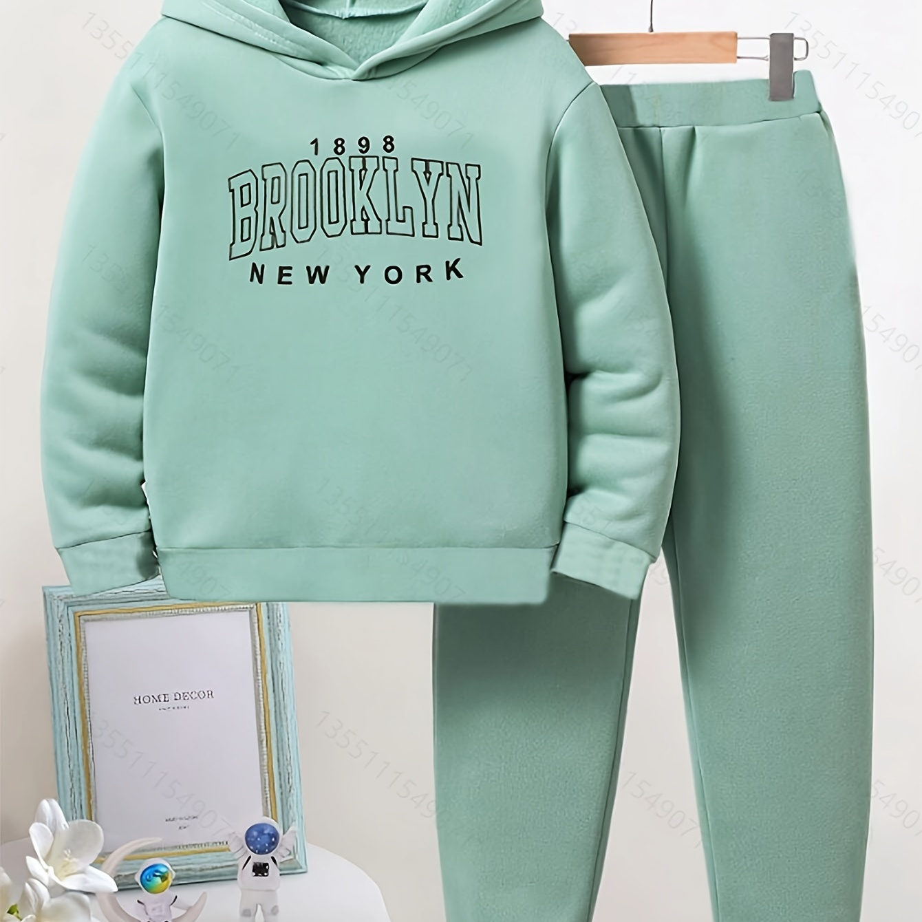 

1 Ensemble Sweat à capuche thermique à manches longues avec imprimé "" pour fille + pantalon de jogging - Tenue décontractée mignonne et confortable pour l'hiver et , cadeau