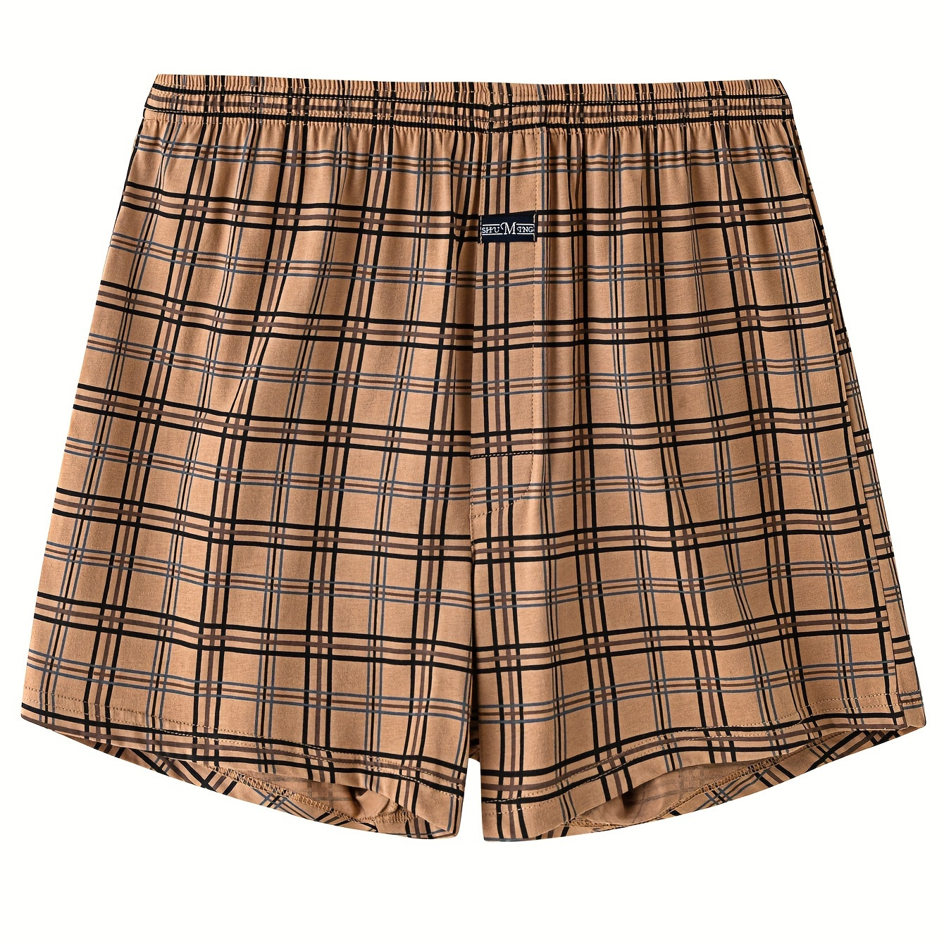 

Middle-aged And Elderly Men's Large Size Trendy Plaid Comfy Cotton Boxer Shorts, Casual Shorts Arrow Pants Elastic Loose-fit Shorts