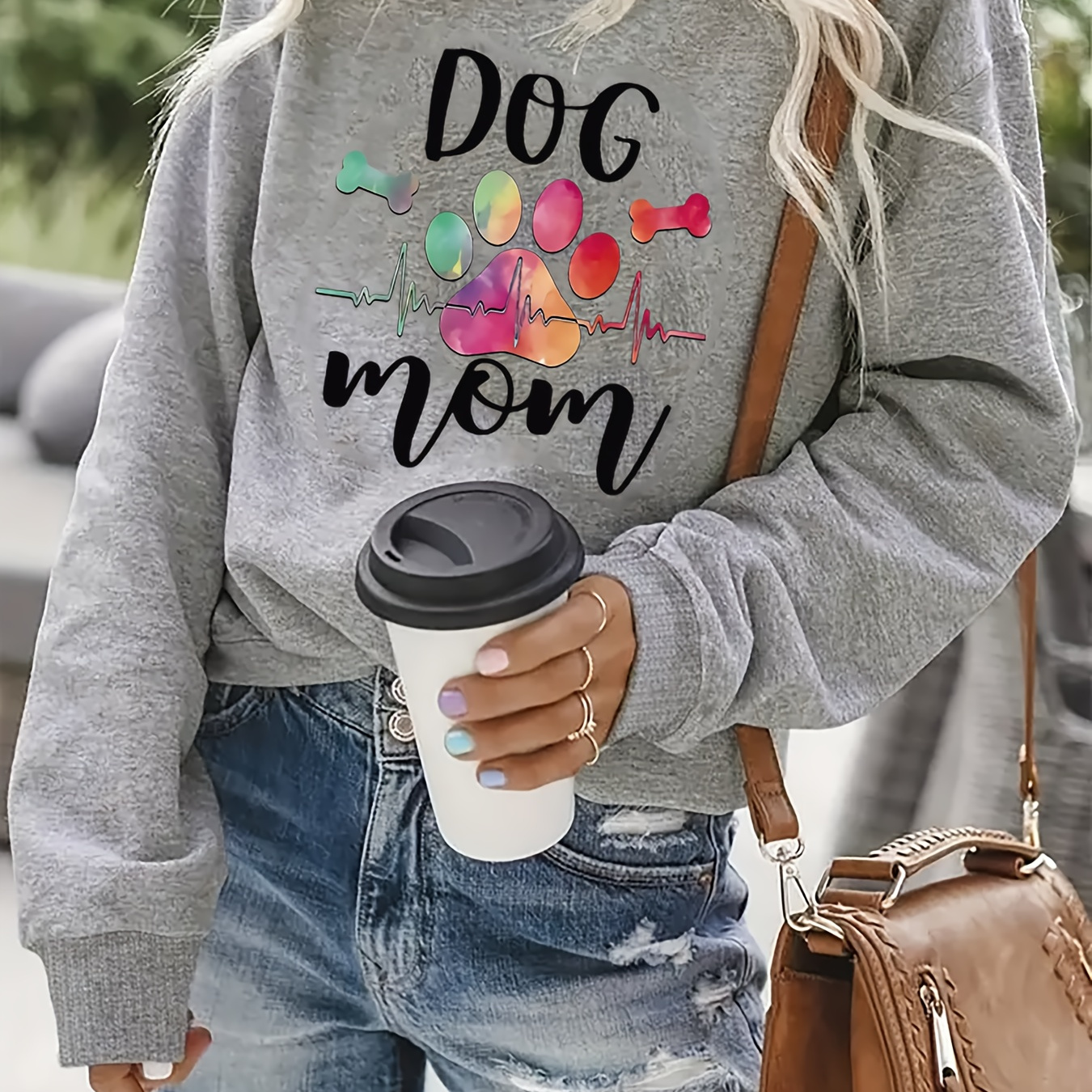 

's Sweatshirt - 100% Dog Mom - /