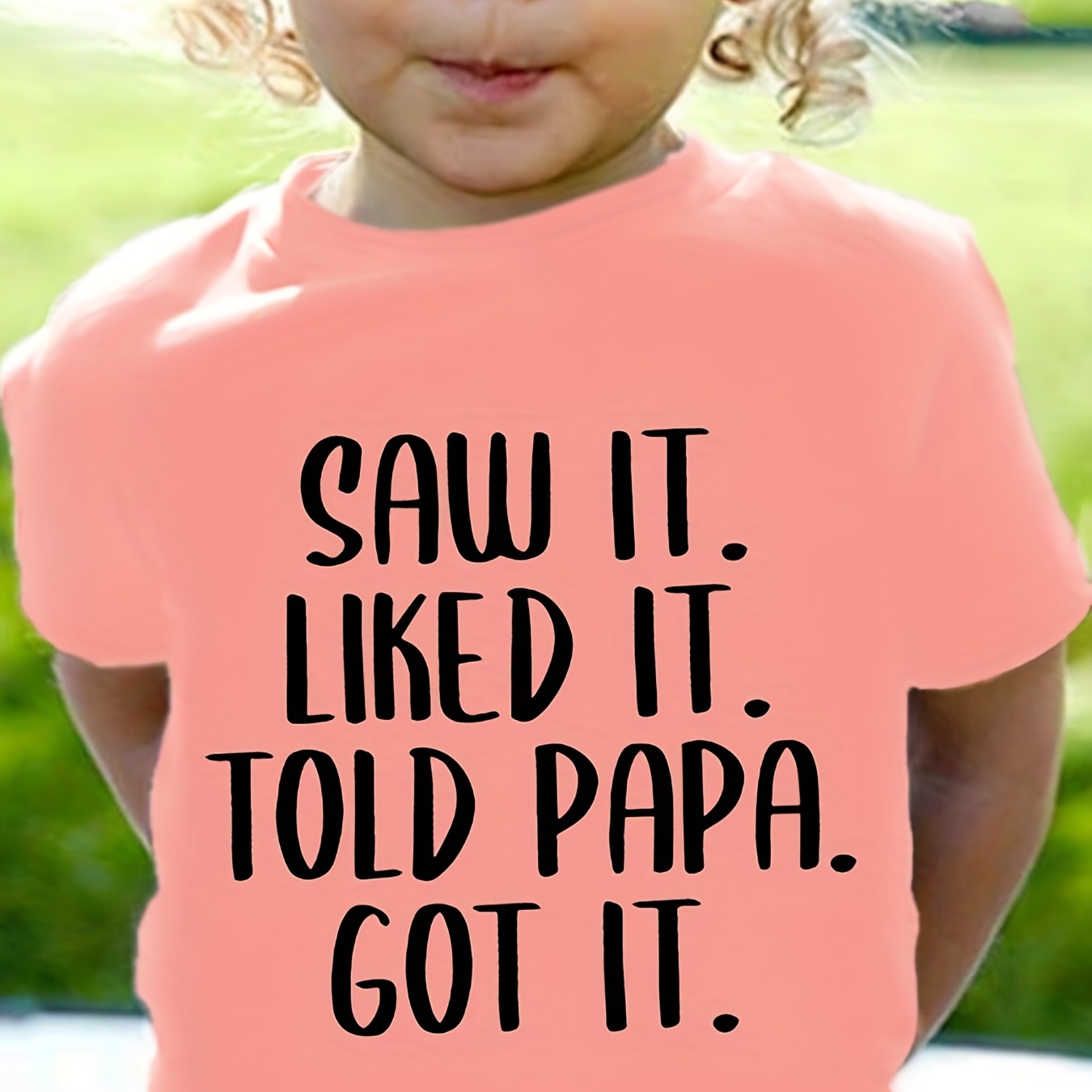 Toddler Girls Letter "Saw It Liked It" Graphic T-Shirt Casual Round Neck Tees Top Kids Summer Clothes