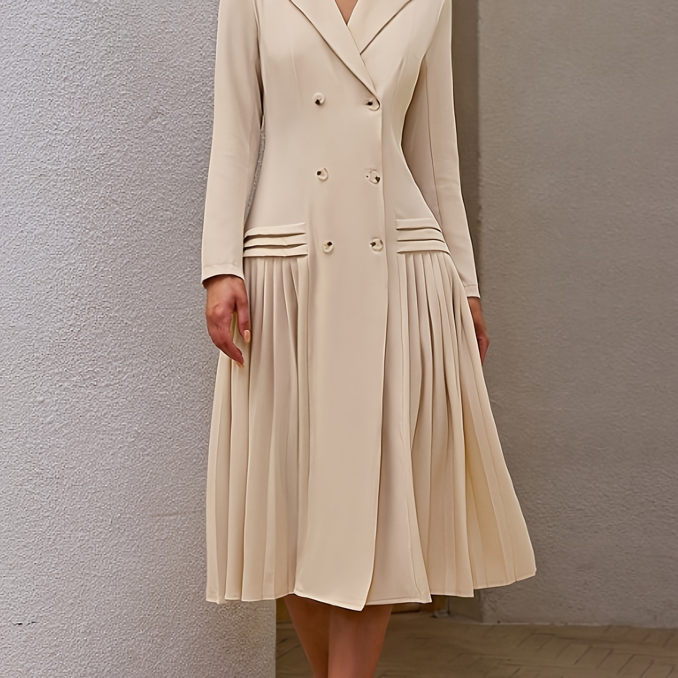 

Robe croisée à plissés, robe à manches longues et ajustée pour et , vêtements pour femmes.