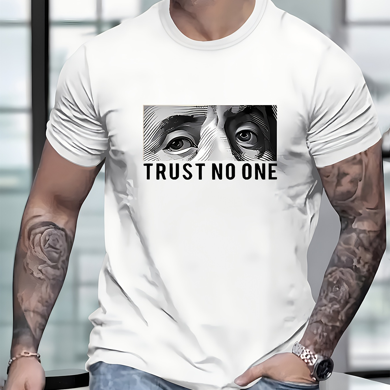 

Trust No 1 Print T Shirt, Tees For Men, Casual Short Sleeve T-shirt For Summer