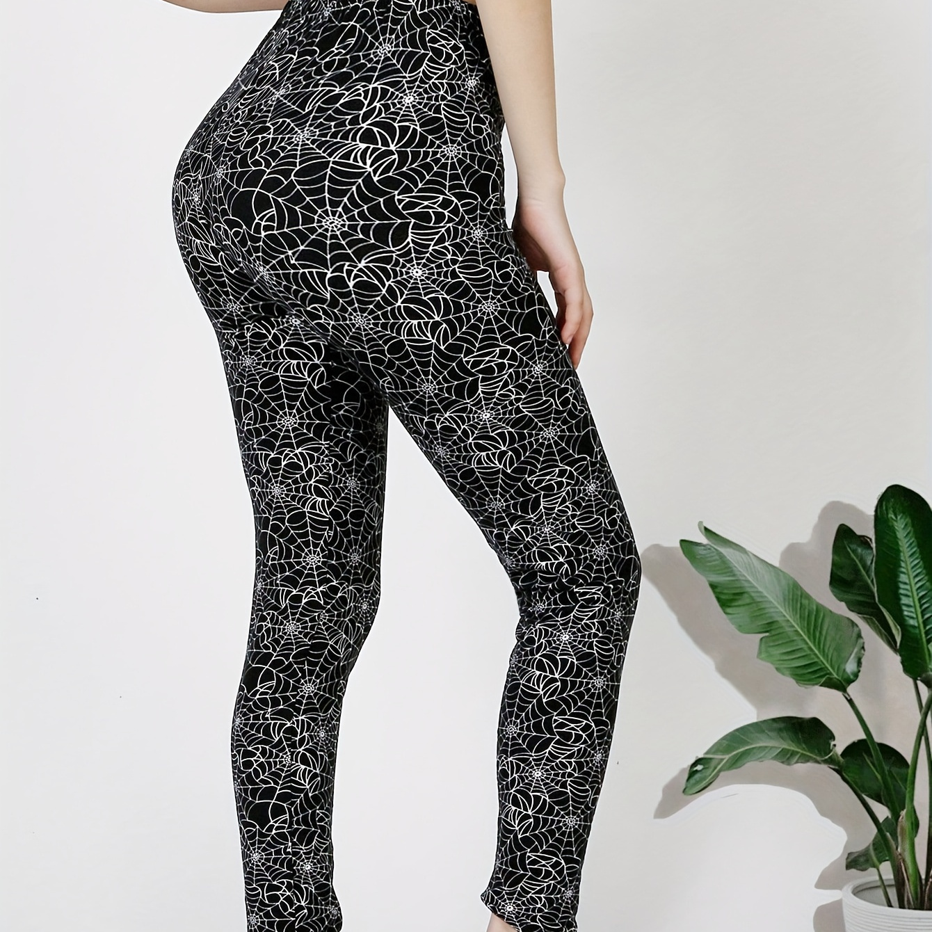Women's Activewear: Fashion Spider Web Print Yoga Leggings - Temu