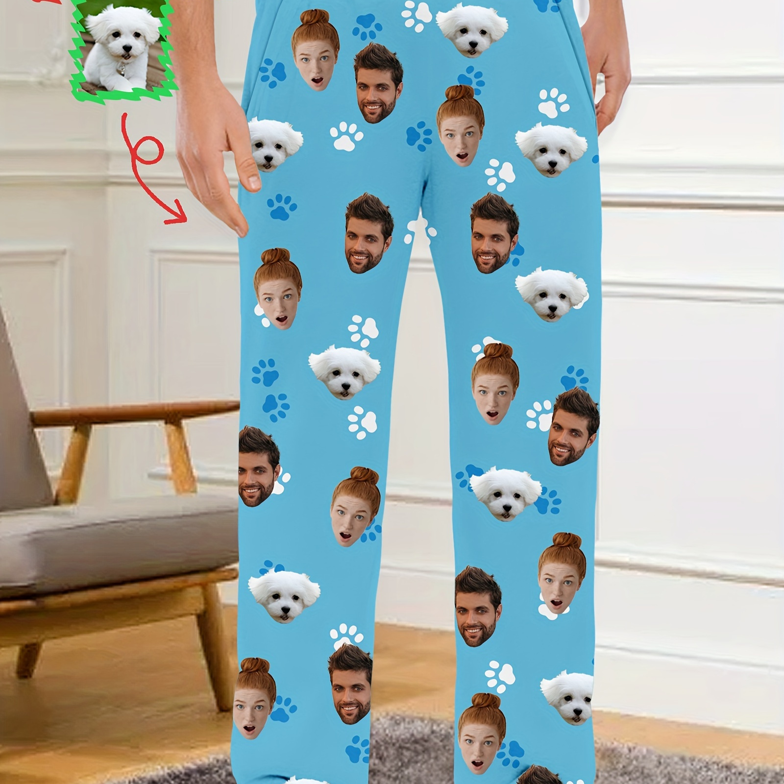 

Custom Men's Pajama Pants - Personalize With Your Photo, Comfortable Polyester Sleepwear For Christmas & Parties