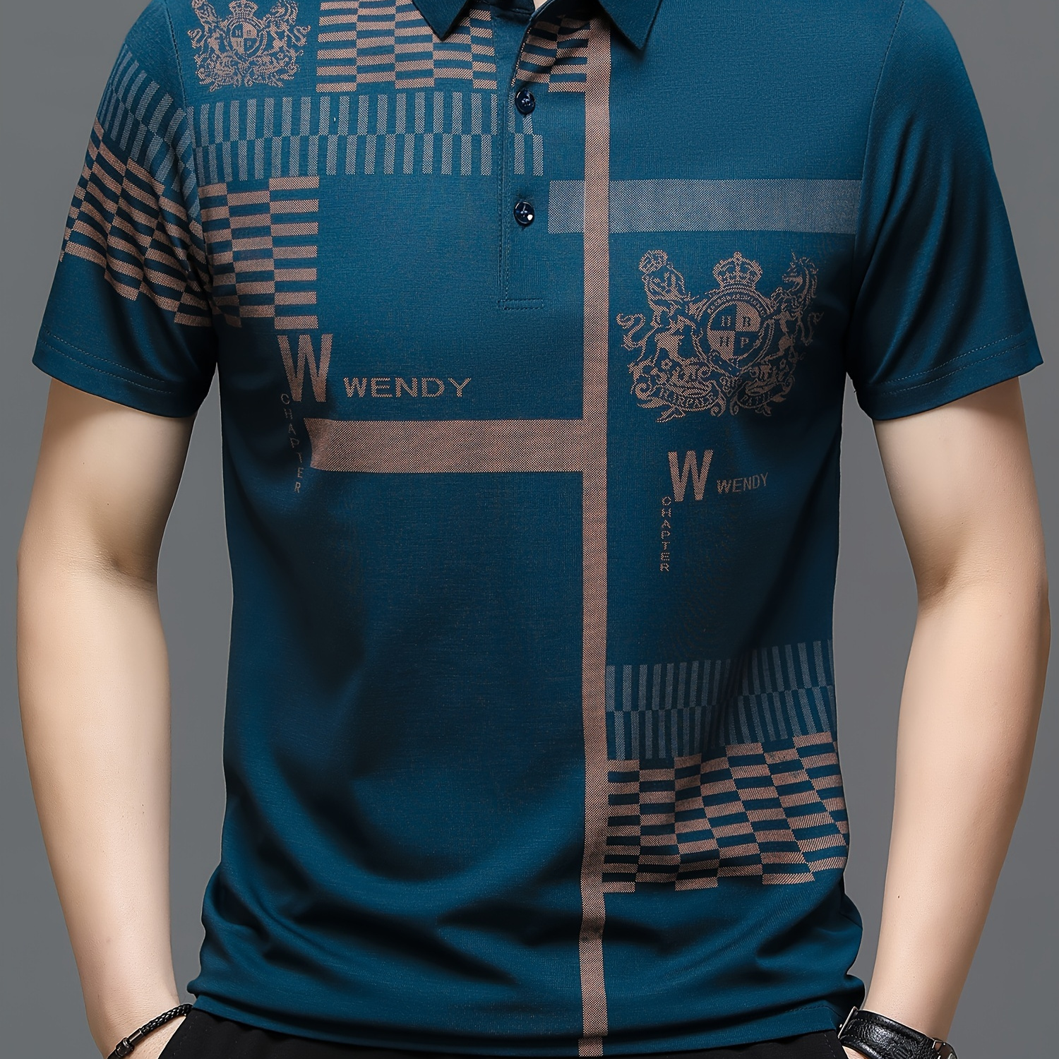 

Men's Creative Pattern Print Short Sleeve Golf T-shirt For Summer Outdoor Business