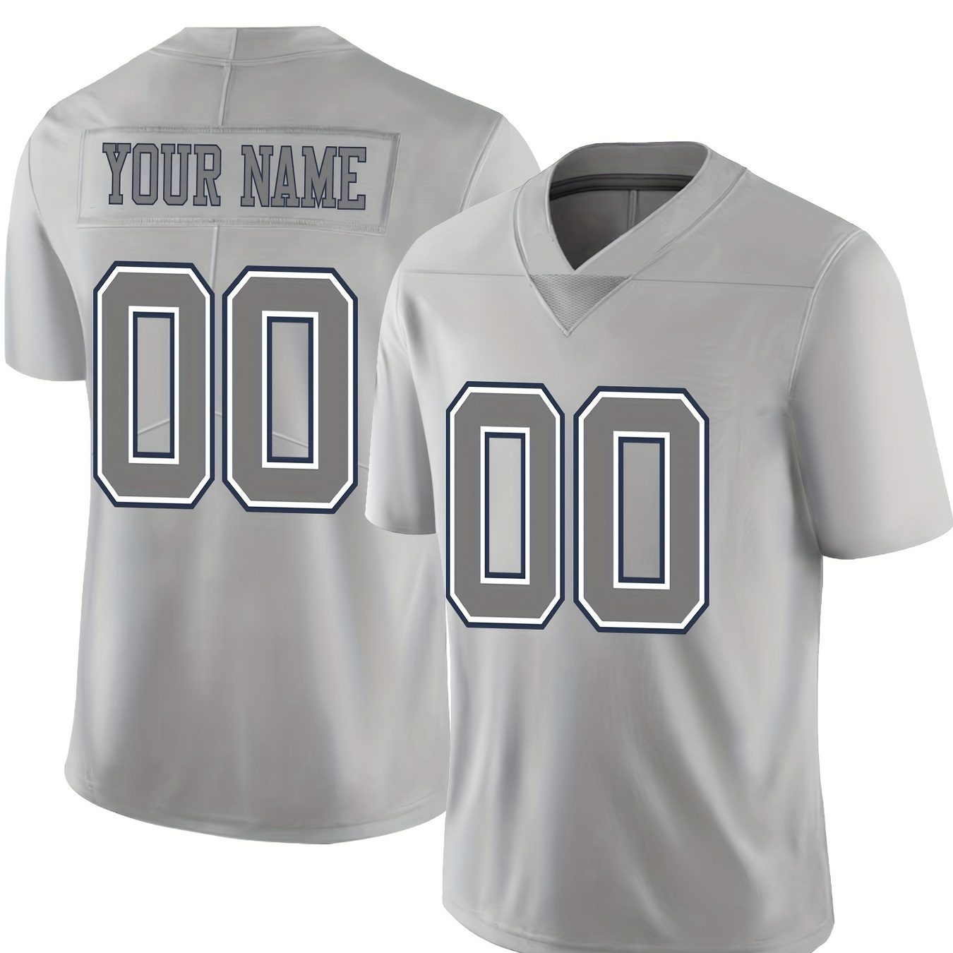 

Men's Customized Name & Number Embroidery Football Jersey, Breathable V-neck Football Shirt For Training & Competition