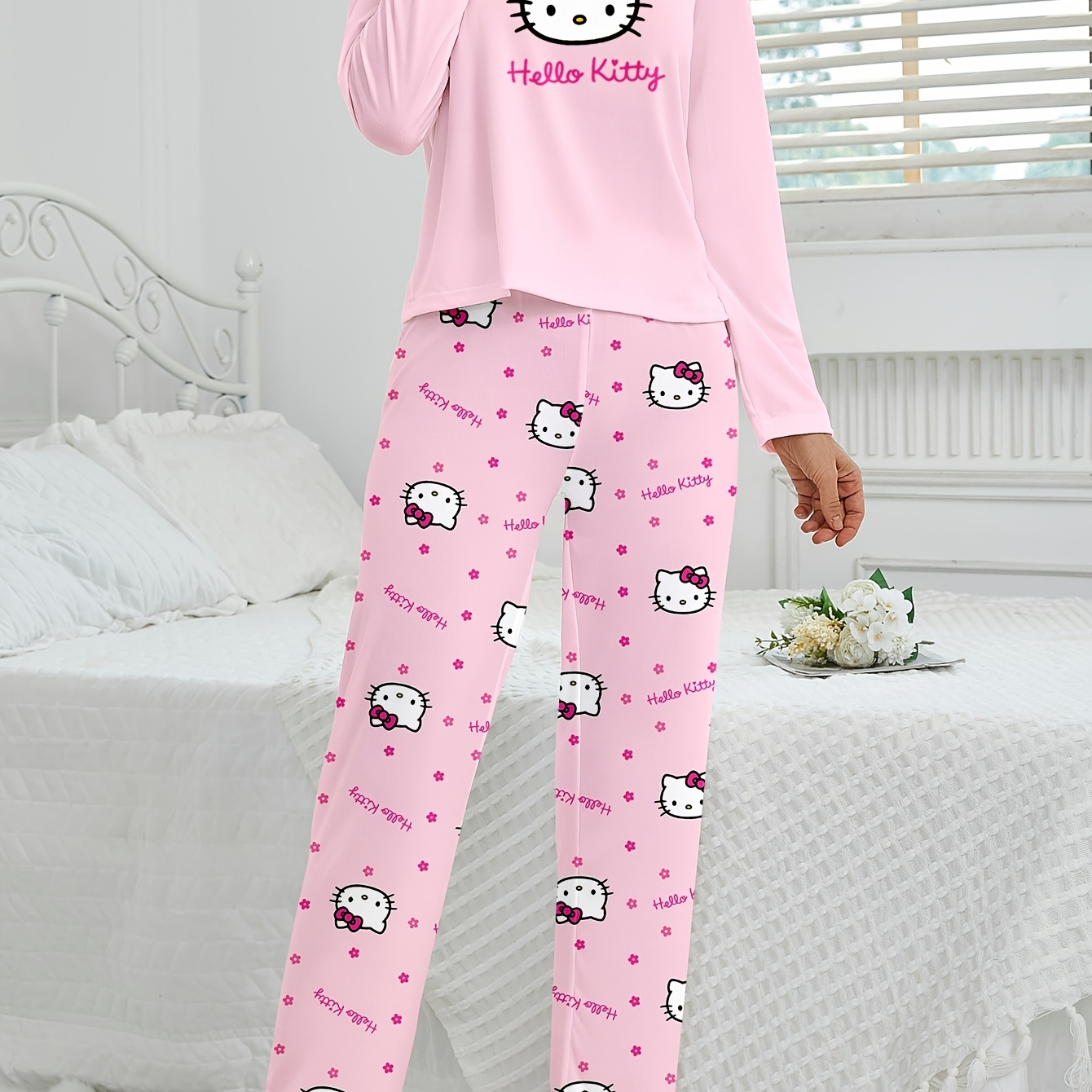 

[authorized] 's Sanrio Kitty Pajamas And Clothes Long Long Pants Letter Comfortable Pajamas Set