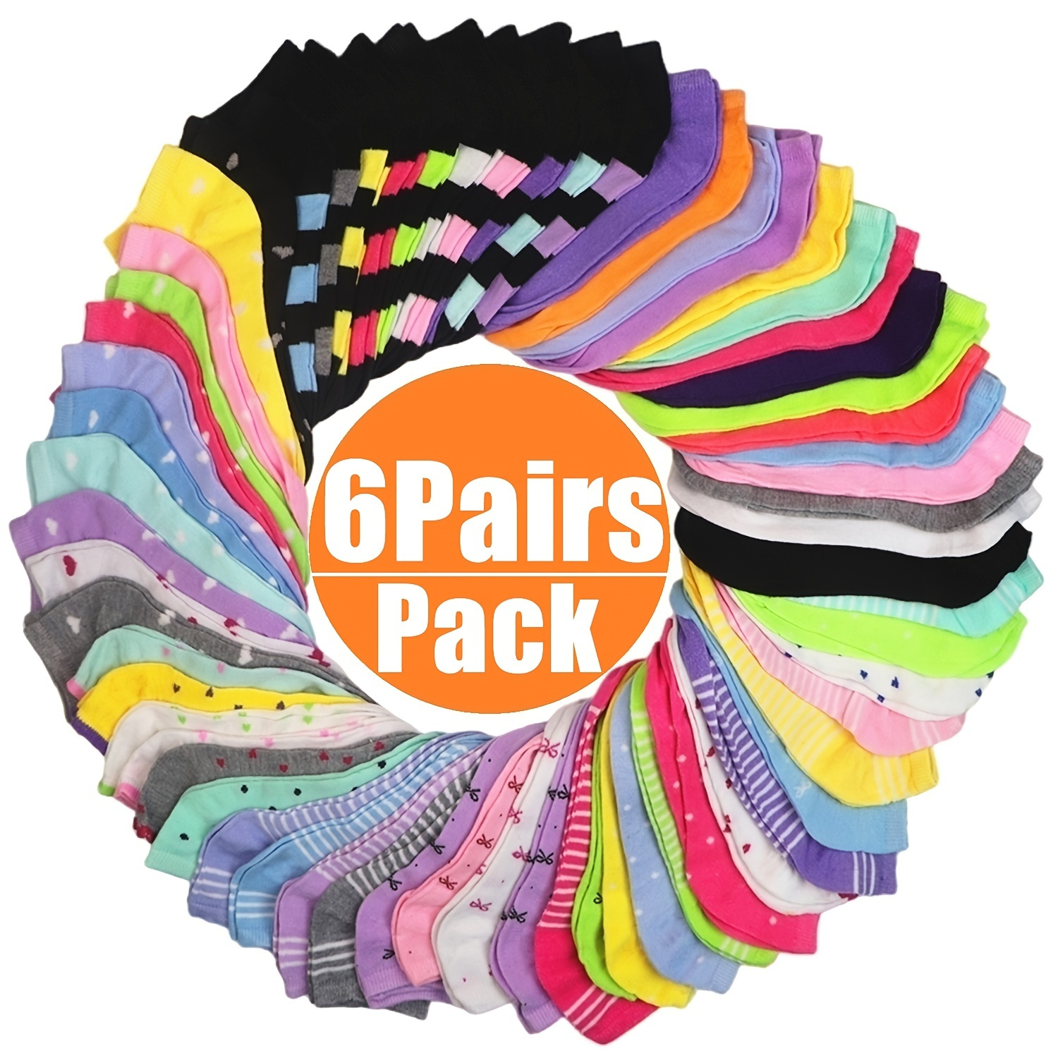

6 Pairs Candy Color Ankle Socks, Soft & Lightweight Breathable Low Cut Socks, Women's Stockings & Hosiery