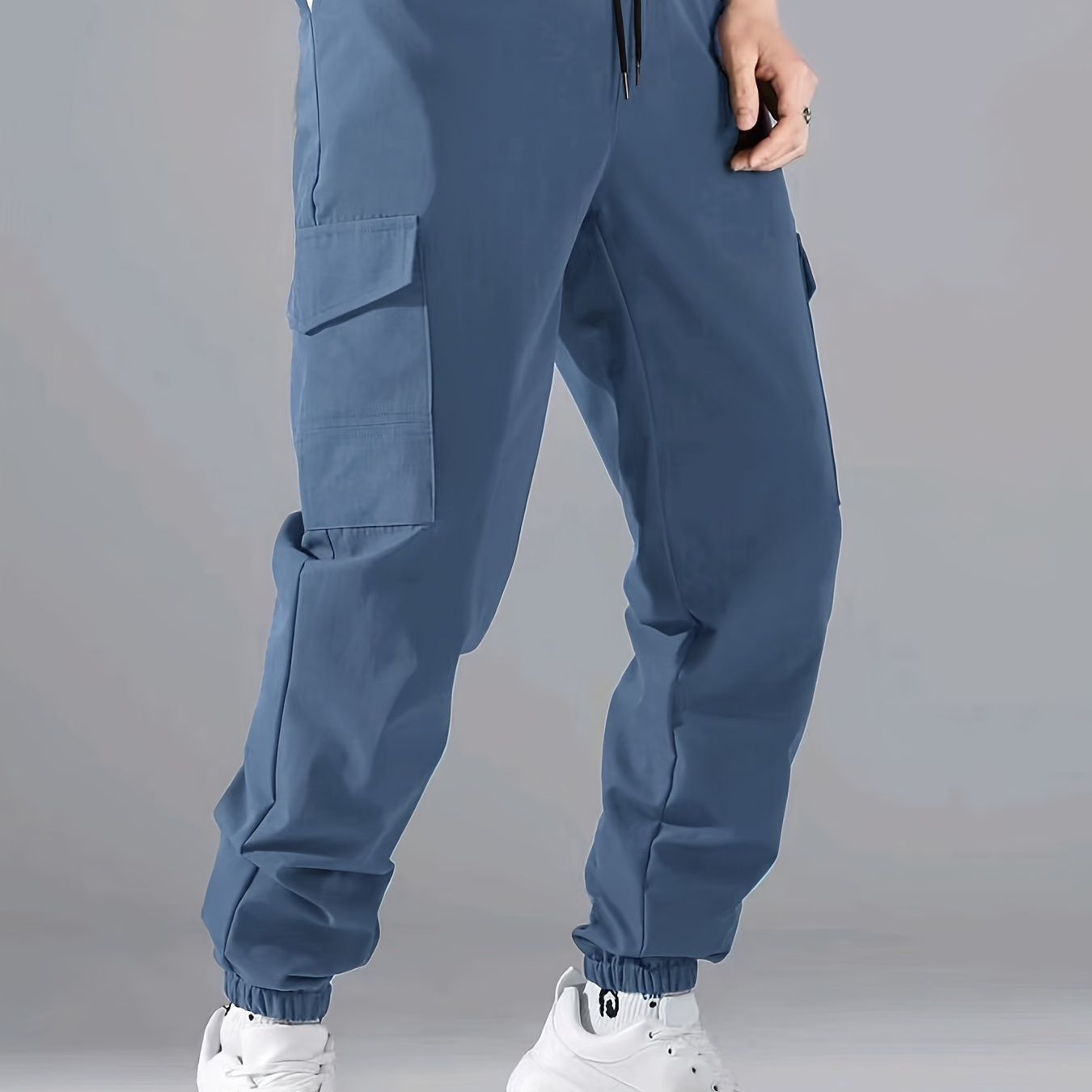 

Men's Casual Cargo Pants, Chic Street Style Drawstring Trousers