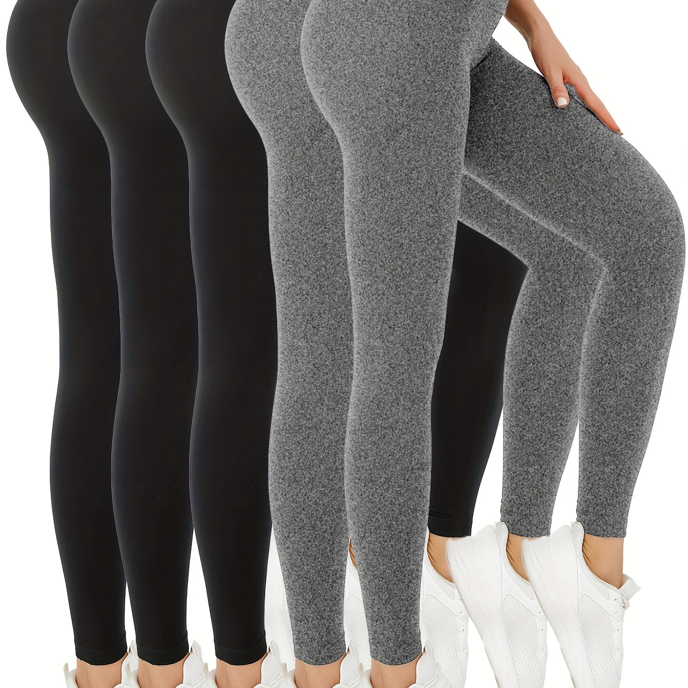 

5-pack High Waisted Leggings For Women - Super Soft, Tummy Control, Non-see-through, Stretch Yoga Running Pants, Casual Athletic Workout Leggings For Fall & Winter