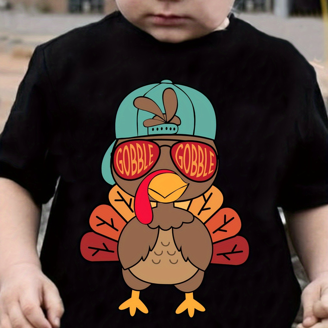 

Turkey Pattern Boy's Sleeve T-, Summer Tee For