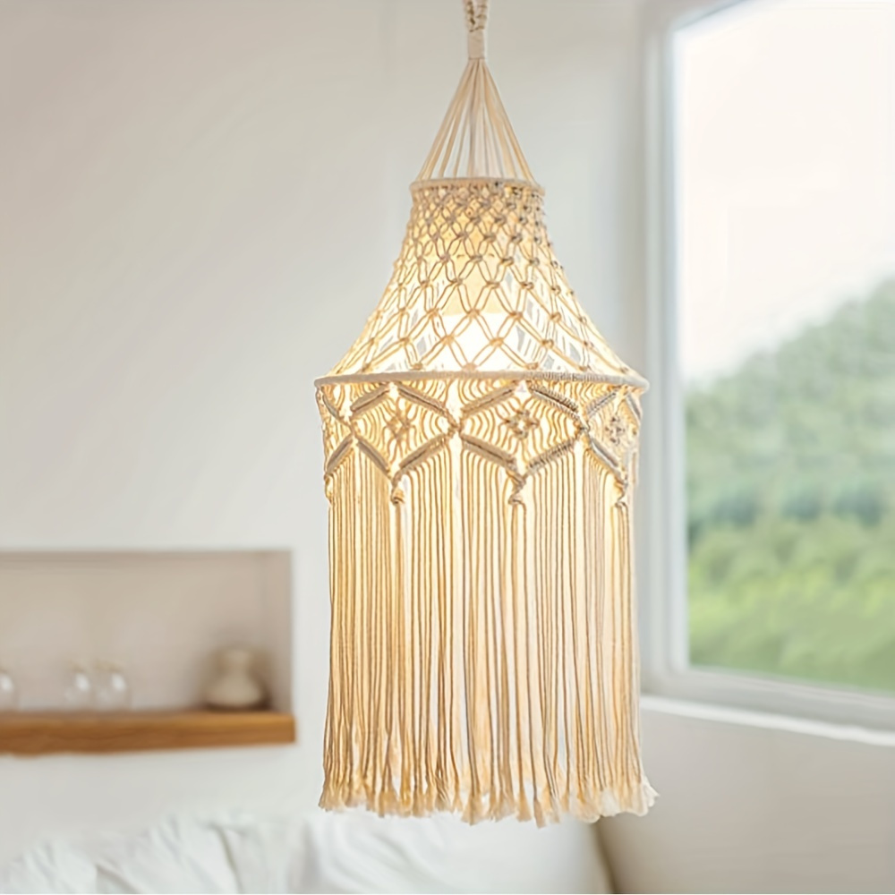 

1pc Lamp Shade Boho Hanging Pendant, Handwoven Bohemian Light Cover Modern Office Bedroom Living Room Dorm Room Home Decor