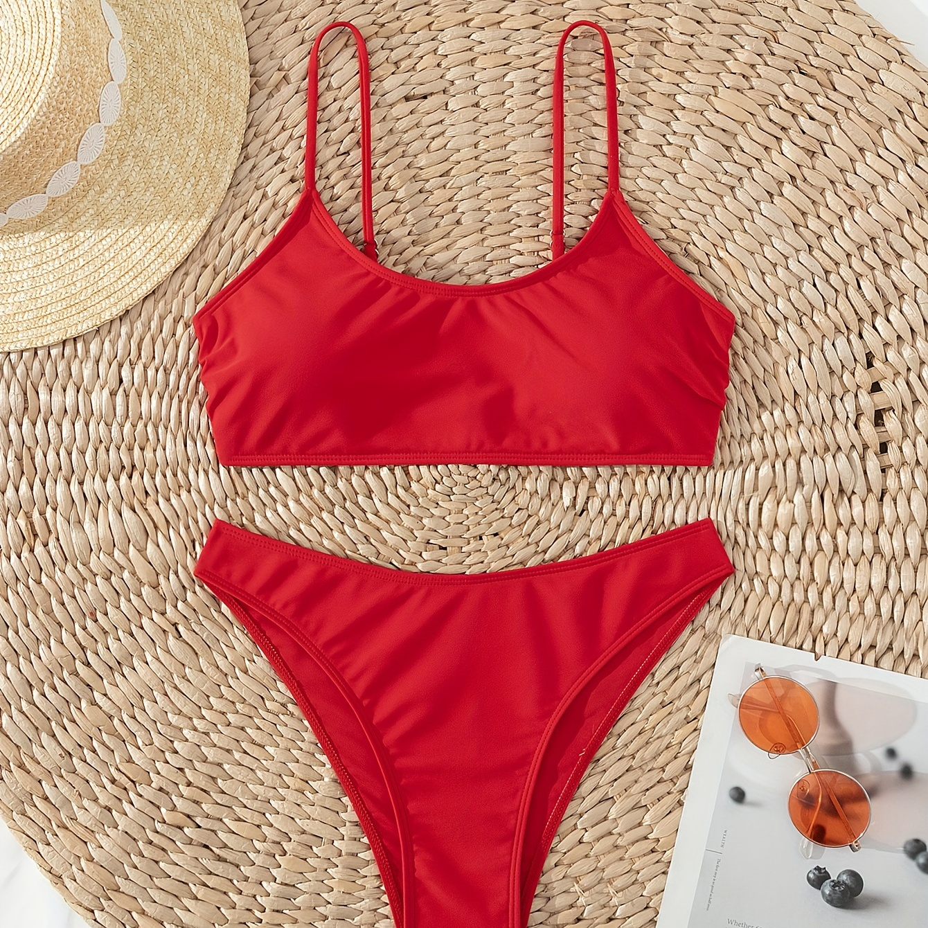 

Women's Two-piece Bikini Set, High Cut Bottoms, Adjustable Straps, Comfort Fit Swimwear For Beach And Pool