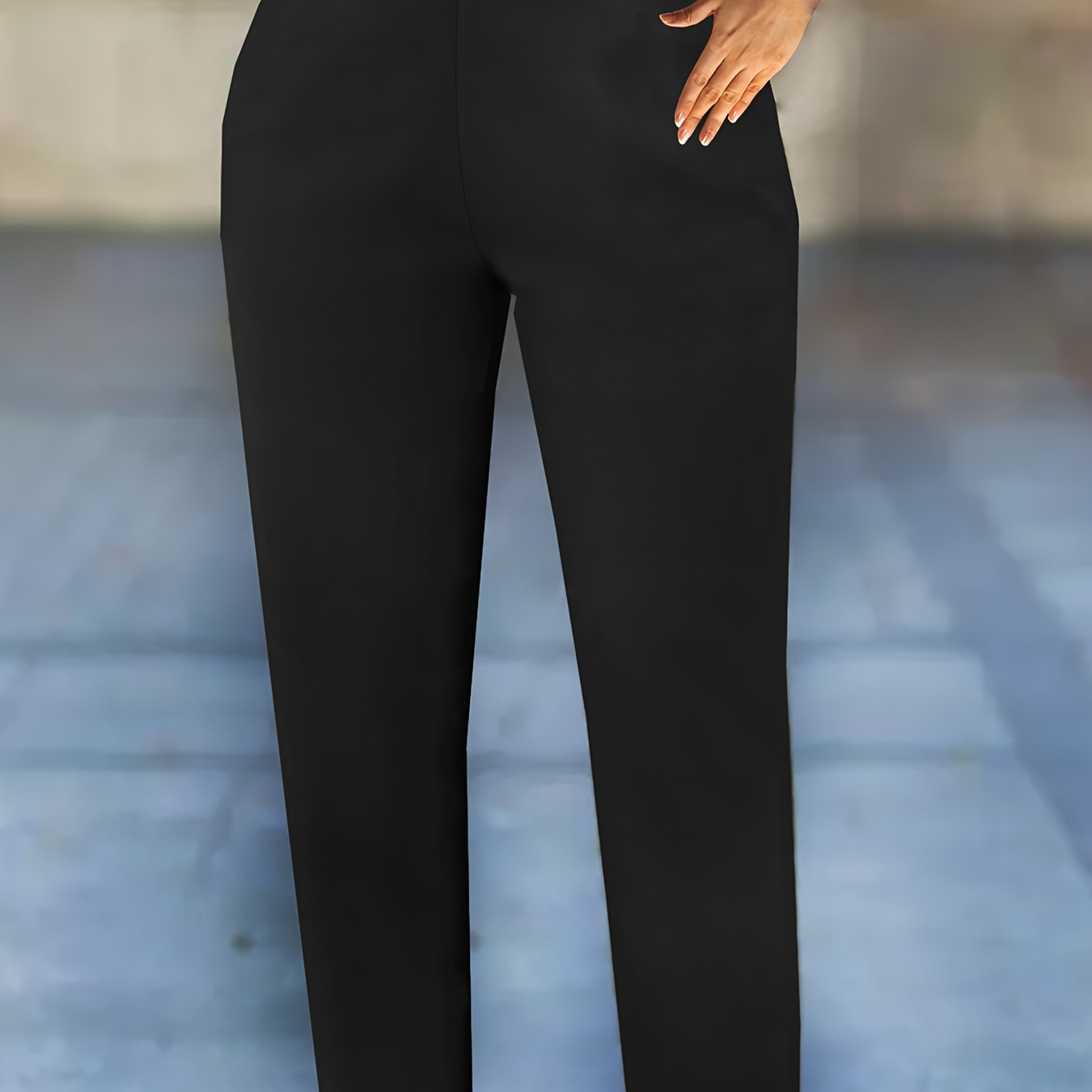 

Pantalon droit uni grande taille, élégant et extensible, taille haute, pour le printemps et l'été, vêtements grande taille pour femmes.