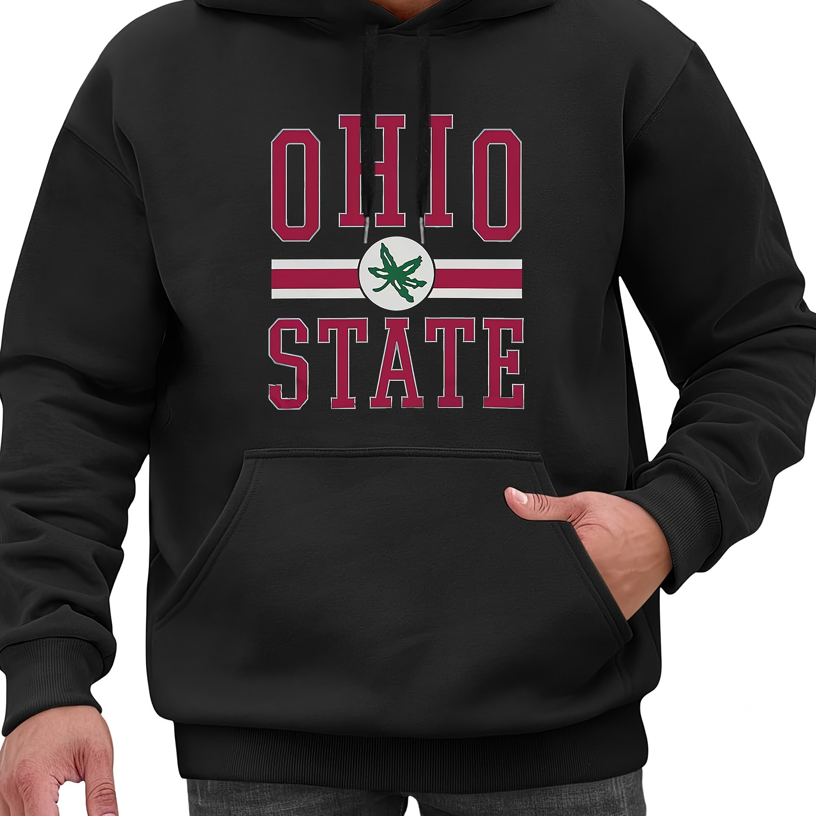 

Ohio State Unisex Long Sleeved Drawstring Hoodie Casual Hoodie Warm Exchange Gifts