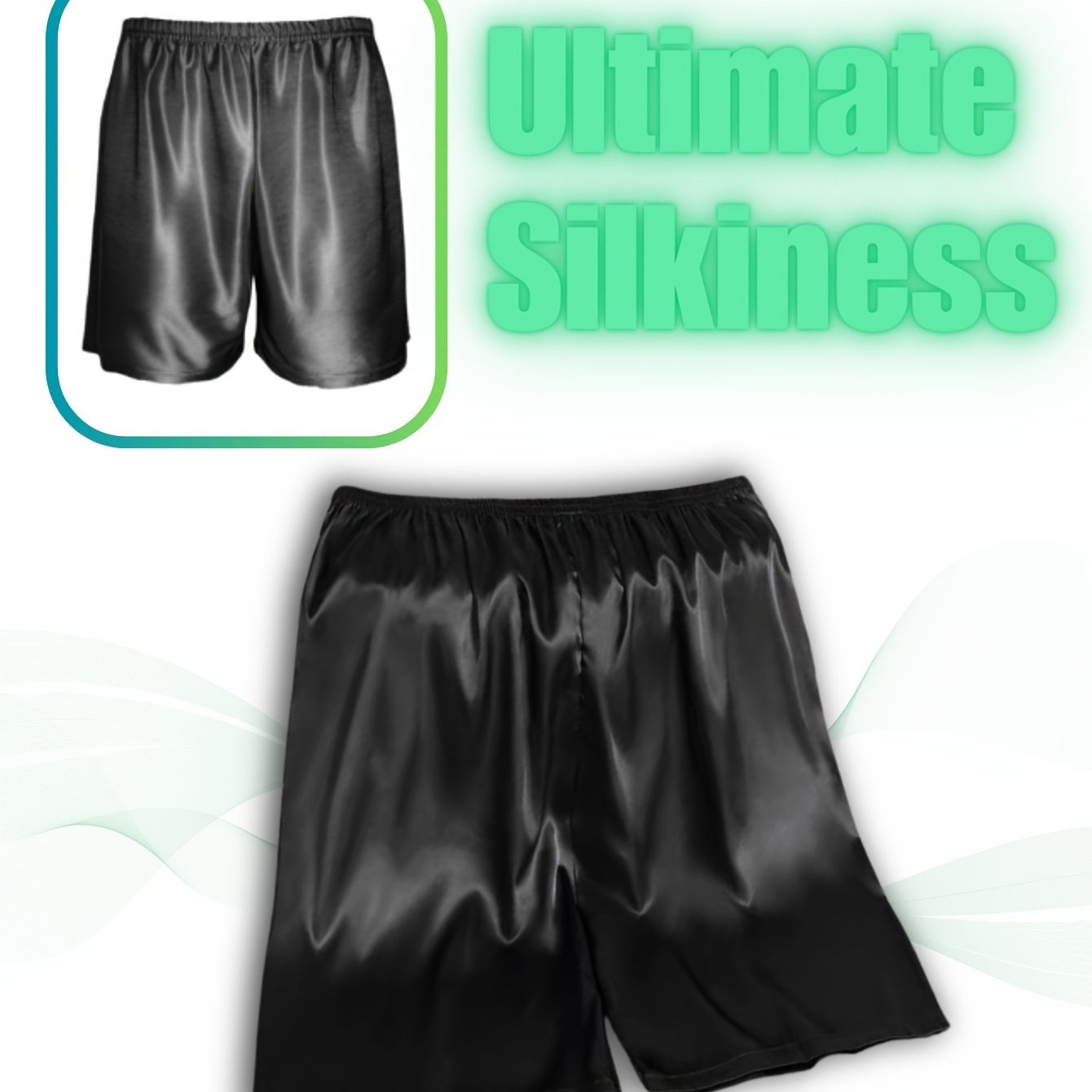 

1 Pc Men's Elegant Silky Solid Color Boxer Shorts, Casual Comfy Shorts, All-match Loose-fit Shorts