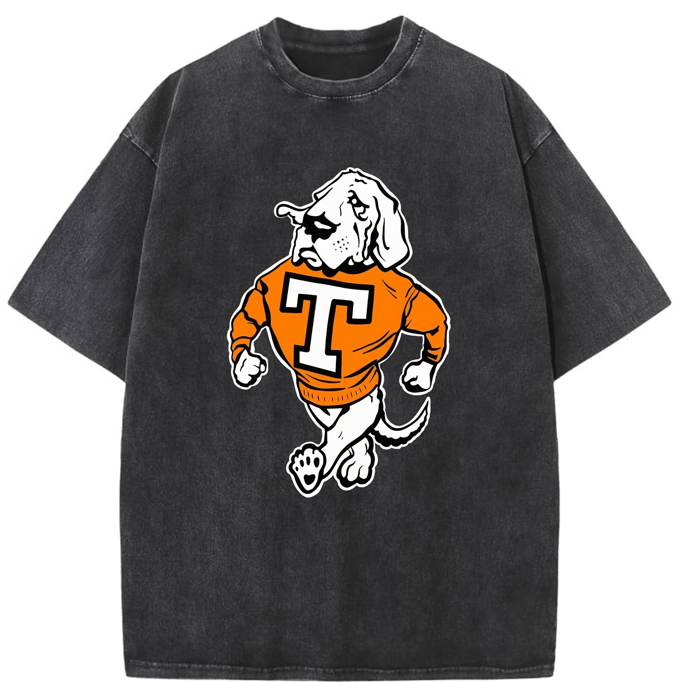 

Tennessee Mascot Vintage Washed High Quality Cotton Patterned T-shirt Men's T-shirt Clothing Drop Shoulder Sleeve Round Neck Tops Short Sleeve