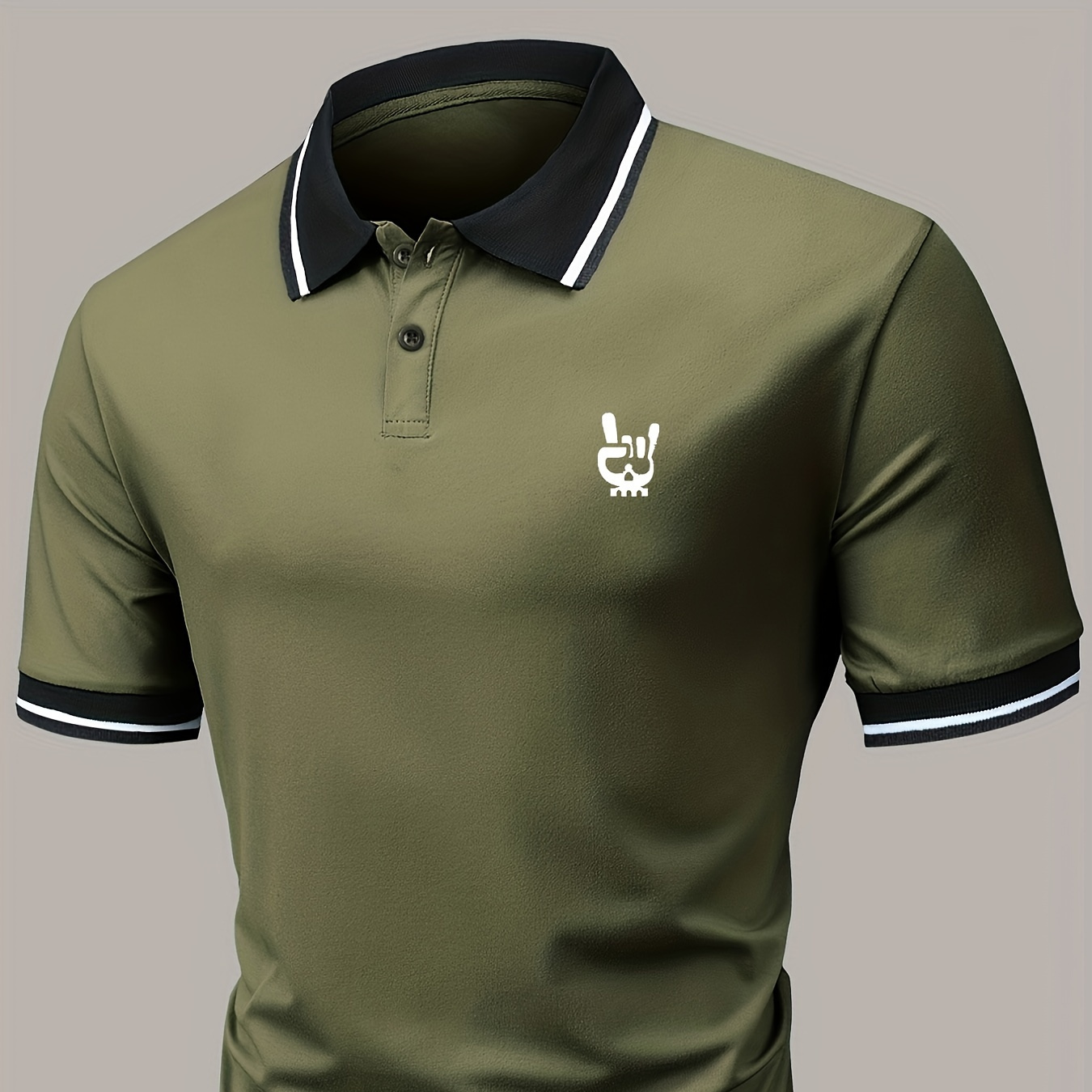 

Polo Léger À Manches Courtes Pour Hommes Avec Imprimé Crâne Élégant, Polo Pour Hommes Pour L'été, Hauts Pour Hommes