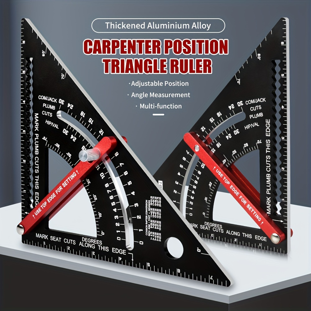 

Upgrade Your Woodworking Projects With This Premium Aluminum Alloy Triangle Angle Protractor And Speed Square Measuring Ruler!