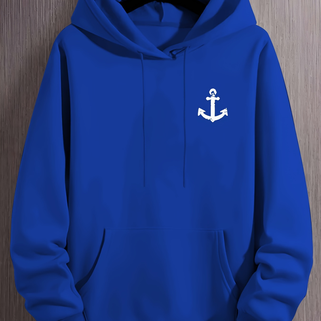 

Single Anchor Printed Men' Hooded Sweatshirt With Long Sleeves, Comfy Pullover Tops For Leisure & Sports Activities, Meticulously Crafted For Fall And Winter, Best Gift Choice