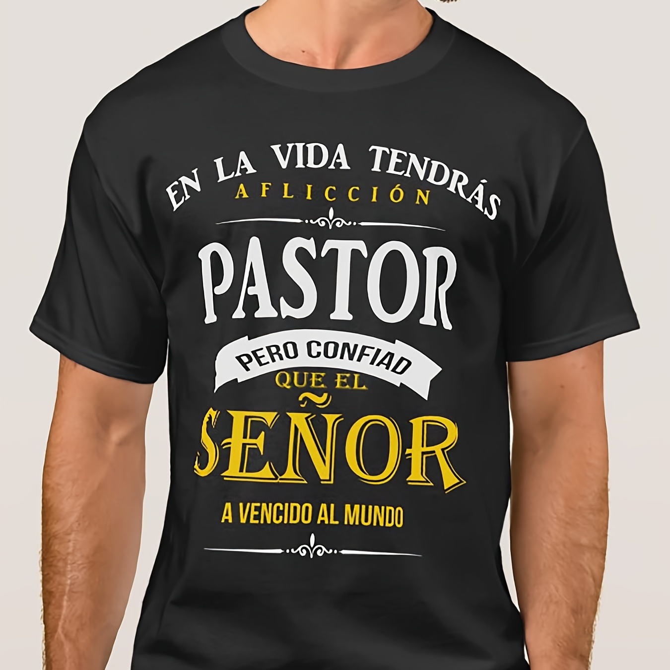 

Camisa Cristianas Para Pastor Spanish Christian T-shirt 1755 Funny Men's Short Sleeve Graphic T-shirt Collection Black Zz