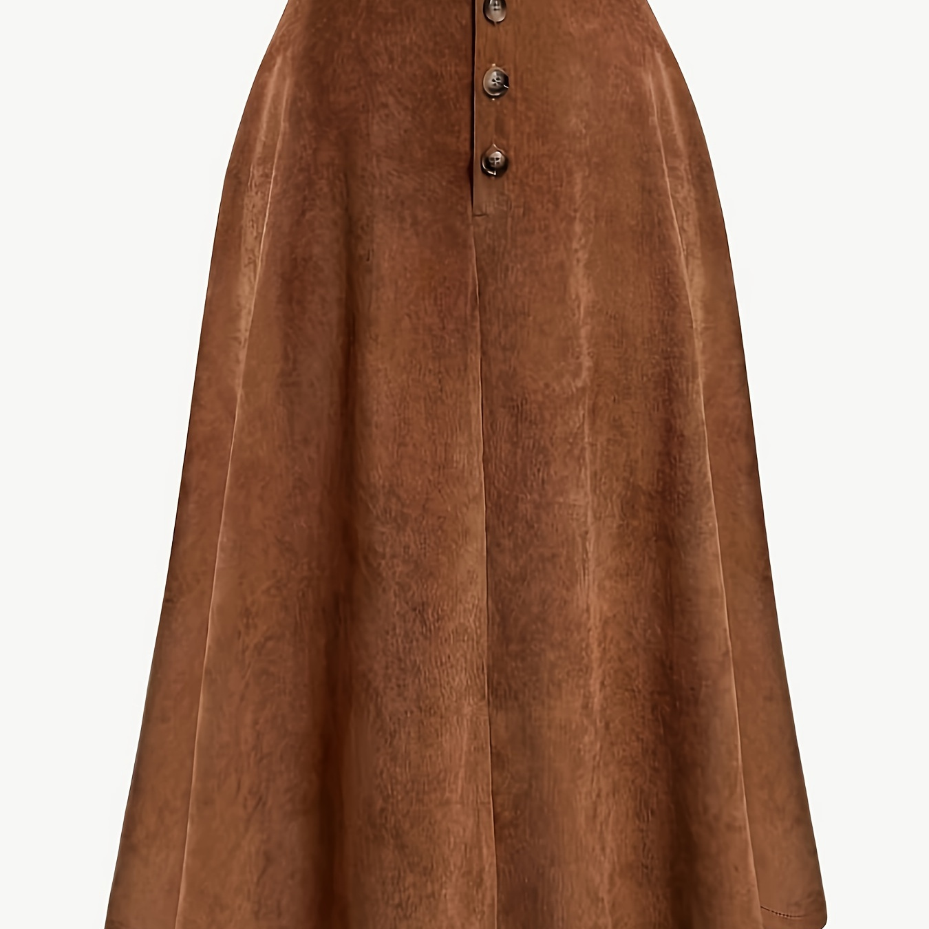 

[top-rated] Size Corduroy Skirt With Button Detail - Casual Solid Color, Spring & Fall