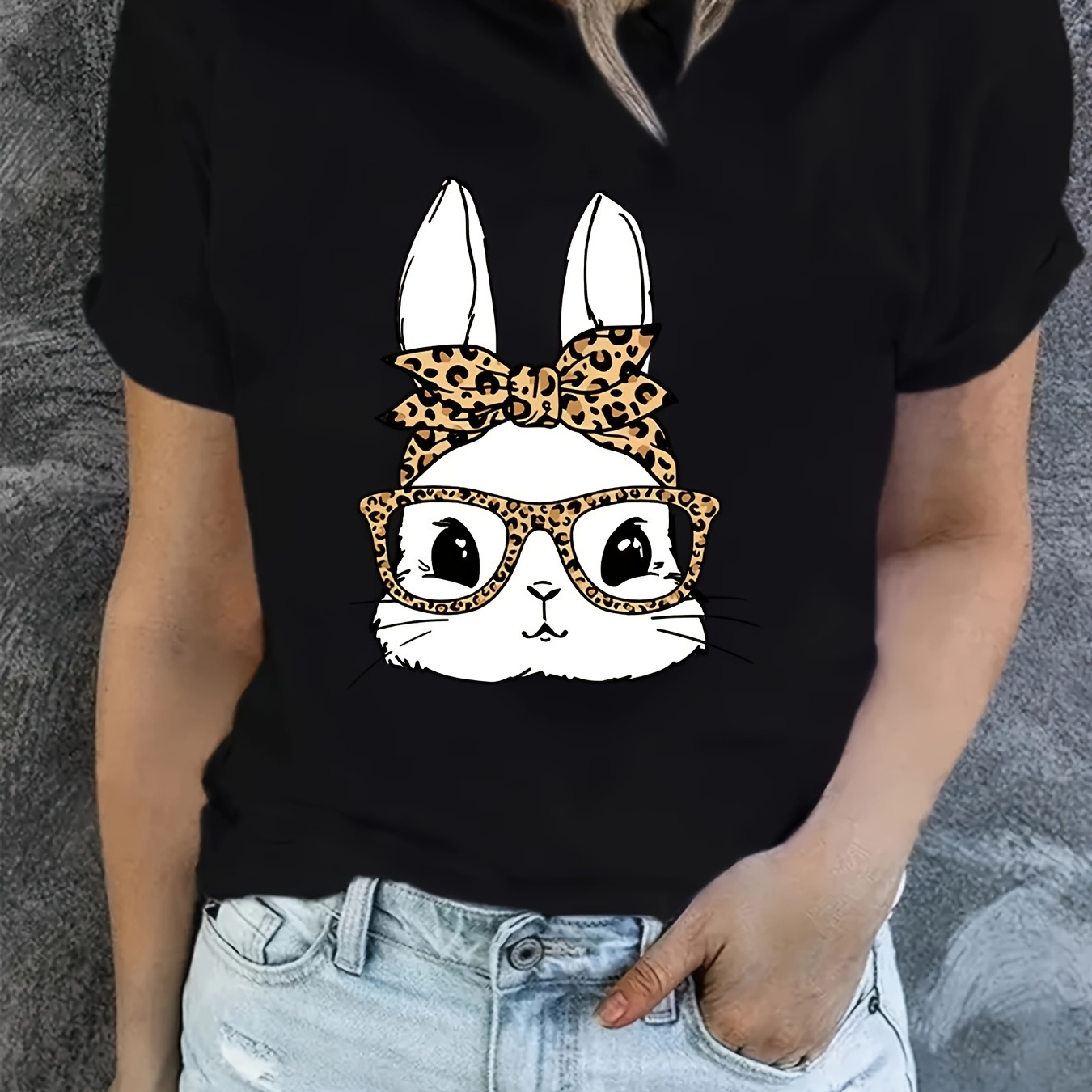 

Easter Women's T-shirt - Cute Short Sleeve, Round Neck, Casual With Applique Detail, Style, Xia