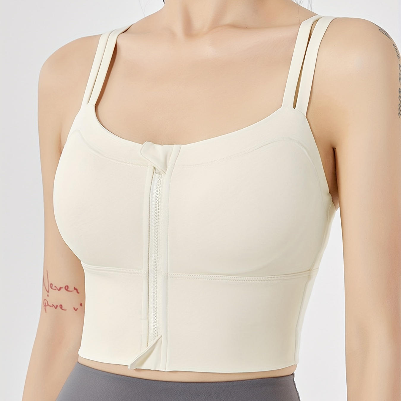 Women's Zipper Front Sports Bra Adjustable Straps Shockproof - Temu