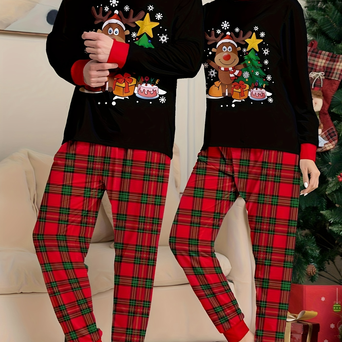 

Women's Christmas Clothes For Teenagers Christmas Elk Christmas Pants Pajamas Two- Set