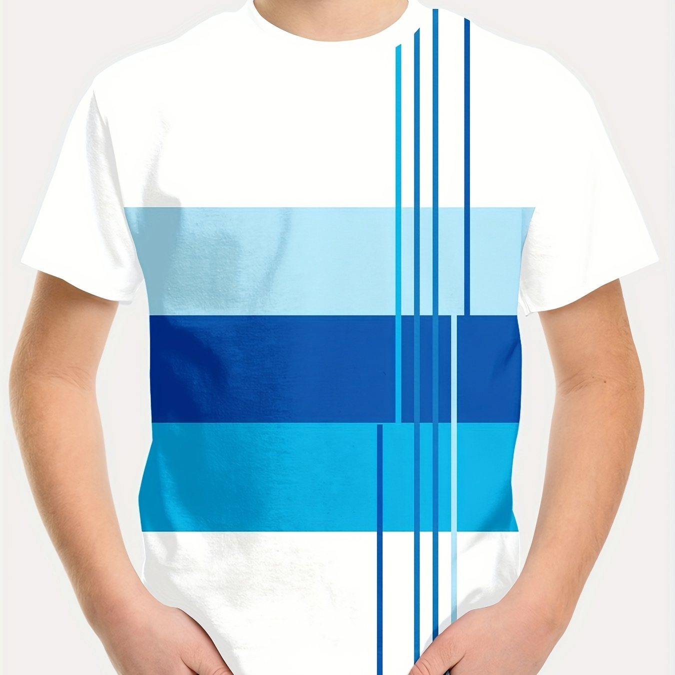 

Striped 3d Print Short Sleeve T-shirts For Boys - Cool, Lightweight And Comfy Summer Clothes!