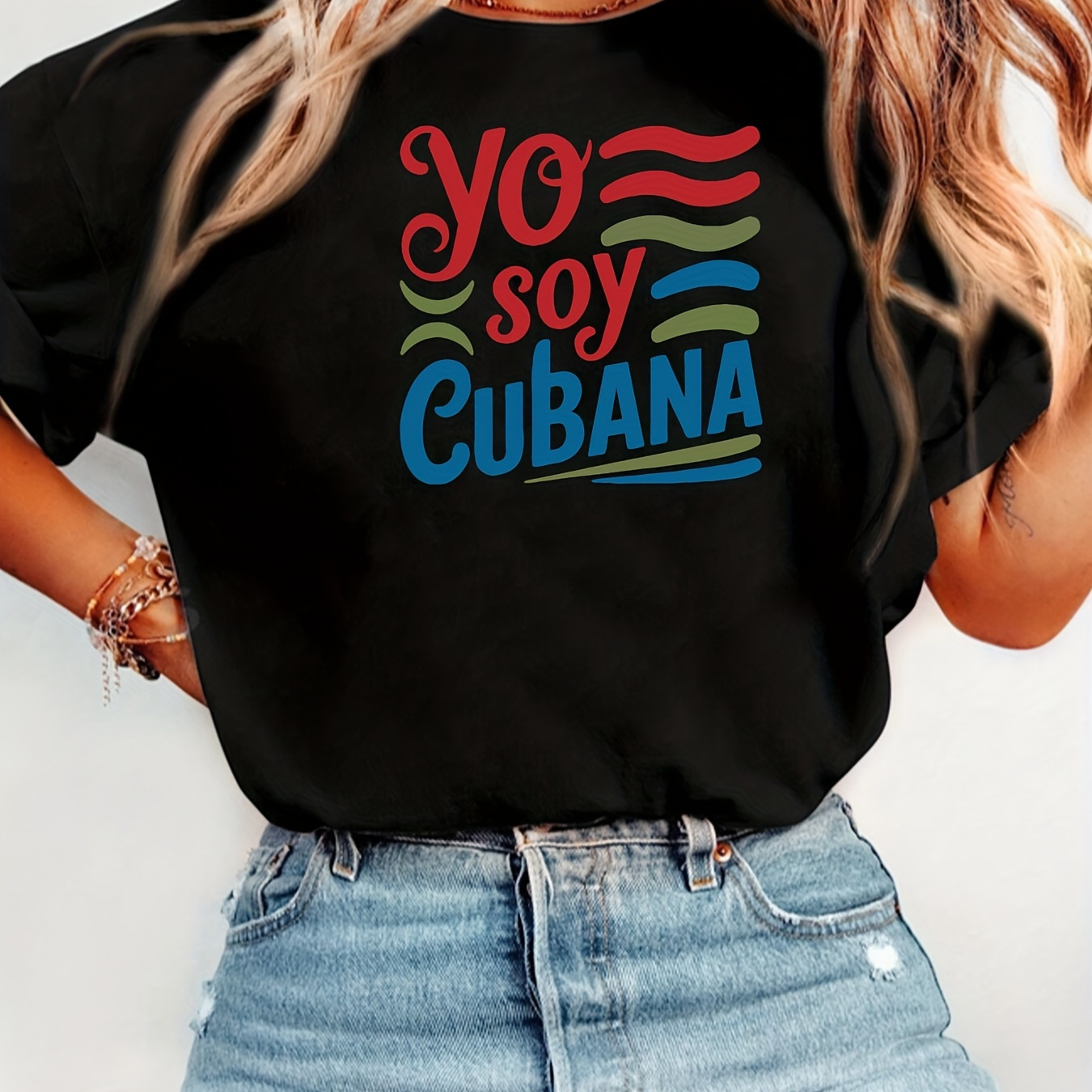 

/summer Women's - Cuba , Polyester , Round , Fit - Patterned Tee