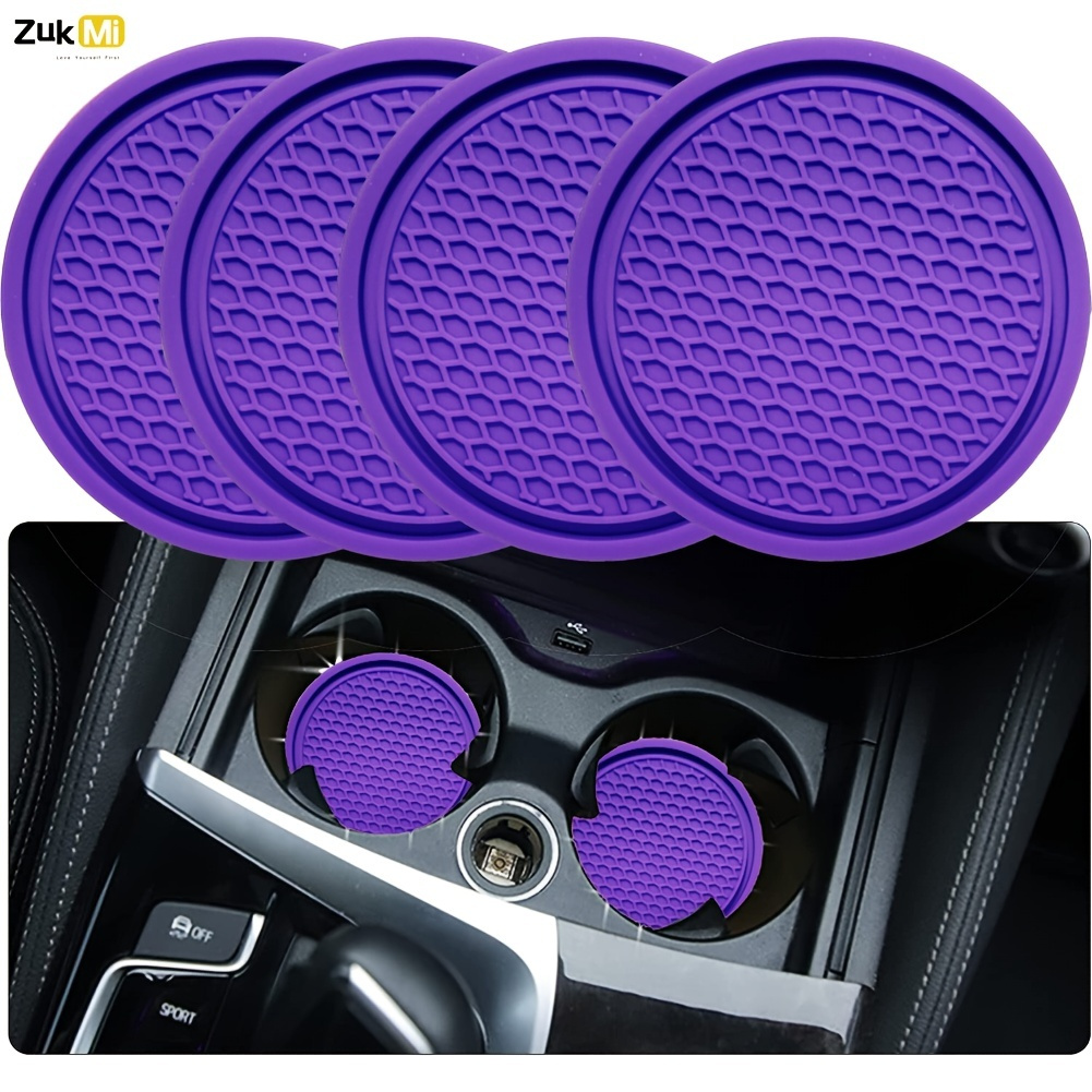 

4pcs Zukmi Car Cup Coaster, Auto Car Cup Holder Insert Coasters Silicone Anti-slip Drink Car Cup Mat, Universal Vehicle Interior Accessories