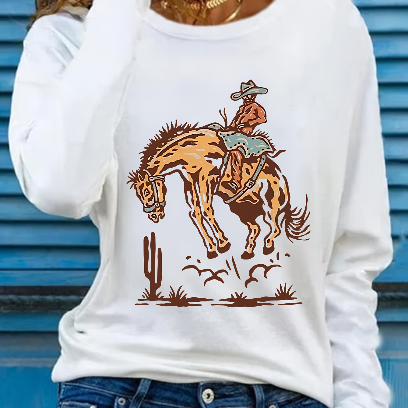 

Women's - Long Sleeve T- - Polyester Top For & Fall,