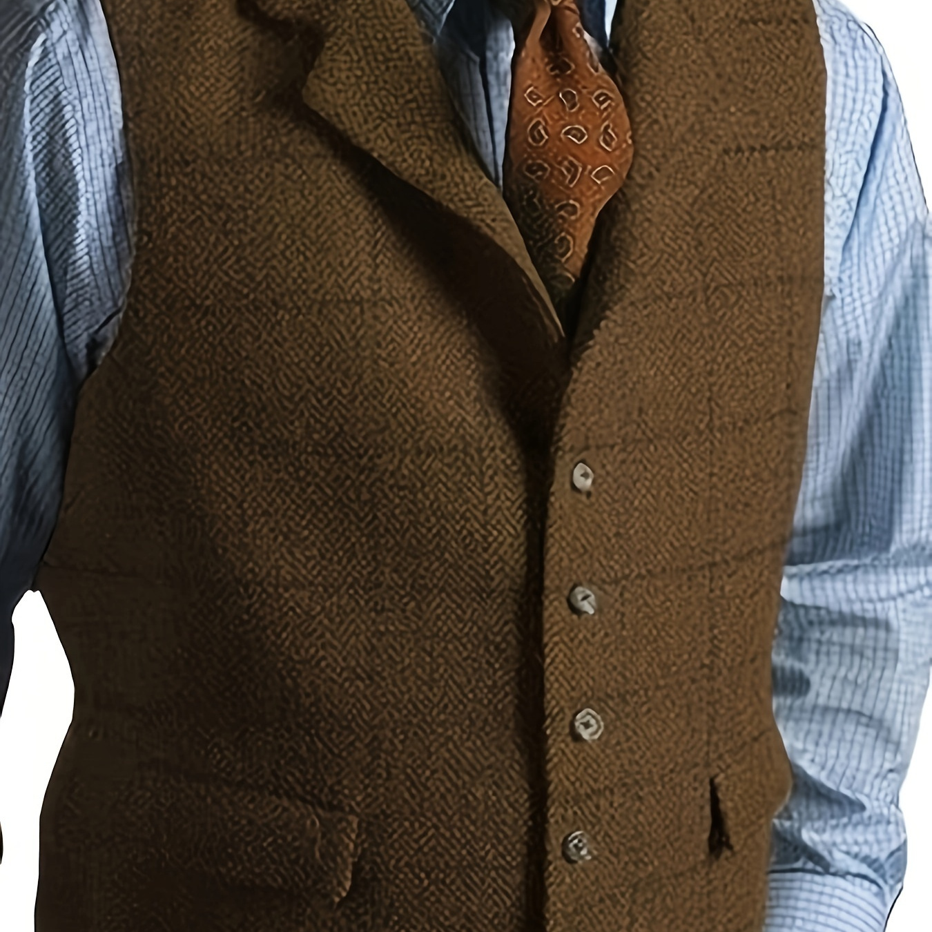 

Men's Retro Formal Single Breasted Tweed Waistcoats For Wedding Party Formal