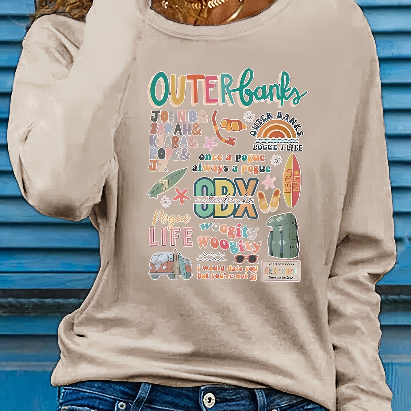 

1pc Women's Casual Long Sleeve Crew Neck T-shirt With , Knit Polyester Fabric, Medium Stretch, Regular Fit, Top