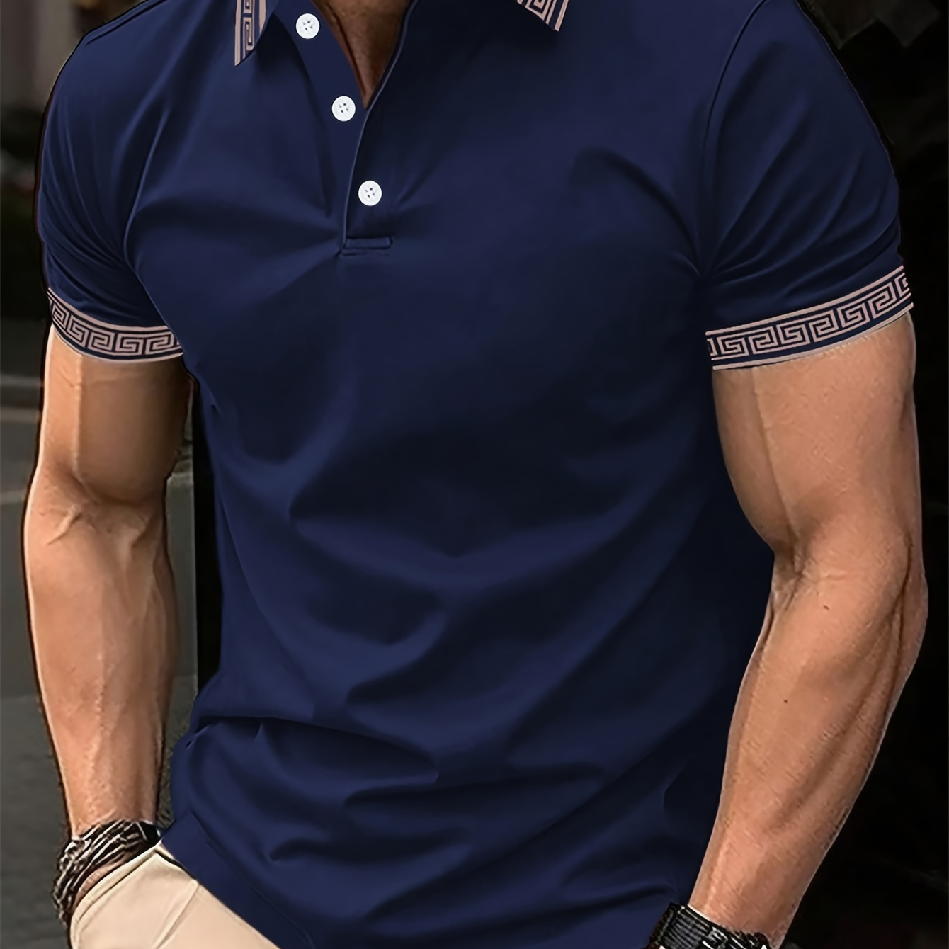 

Men's Creative Pattern Graphic Print Golf T-shirt For Summer, Trendy Casual Short Sleeve Tennis Tees