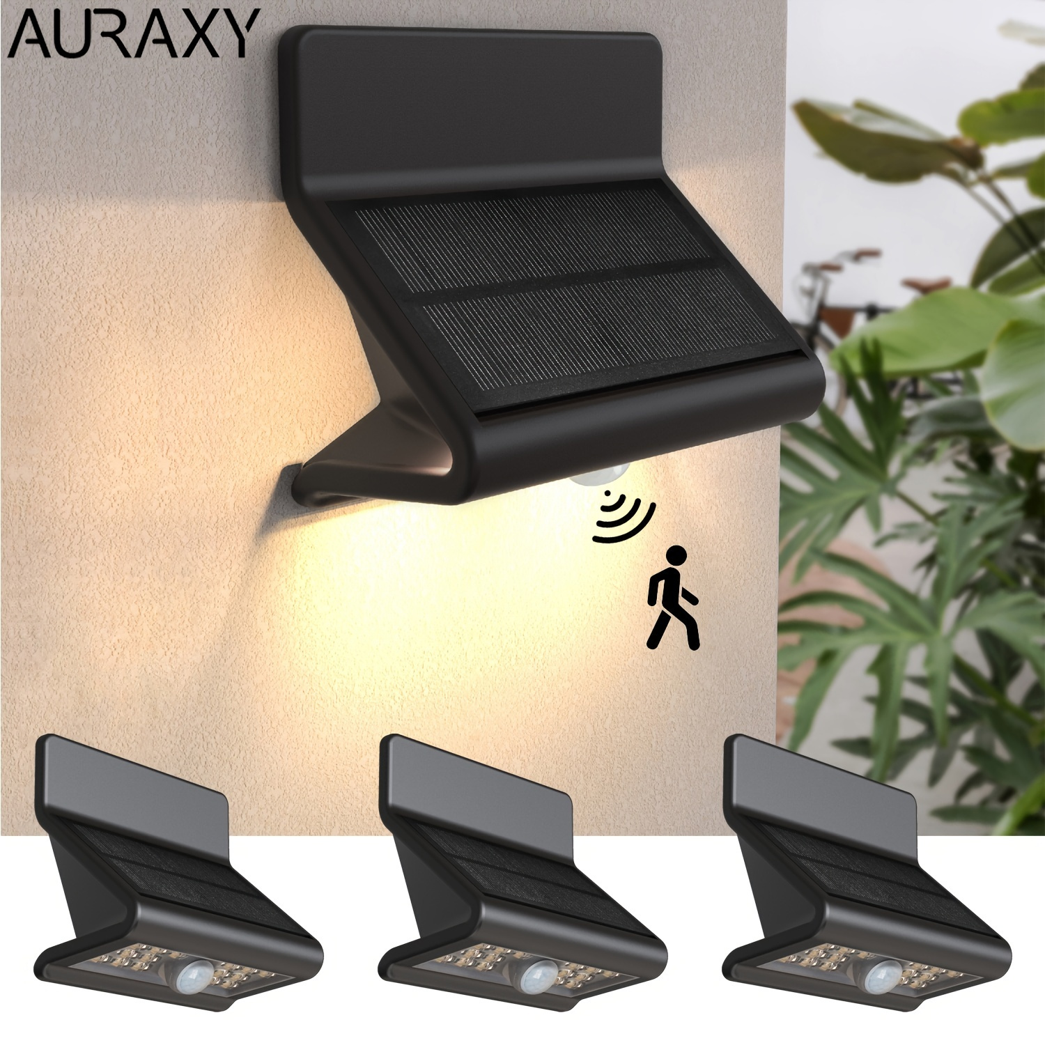 Auraxy Led Solar Motion Sensor Waterproof Outdoor Security Flood Lights