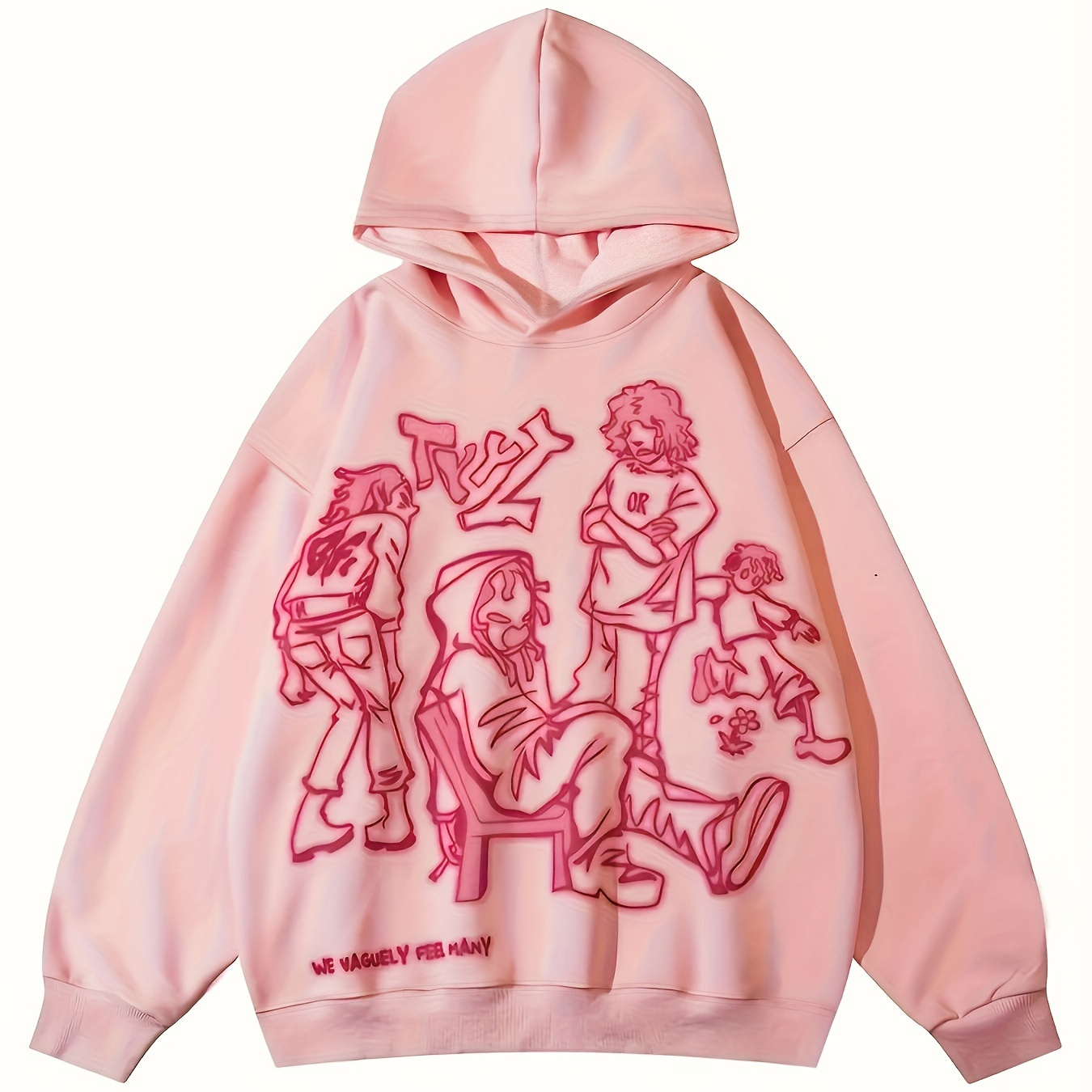 

Sweat à capuche pour Y2K : Rose, mélange de polyester, tissu tricoté, motif , toutes