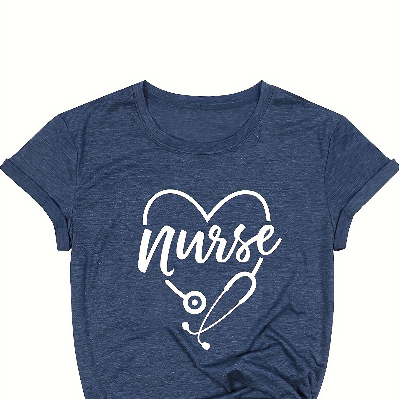 

Nurse Neck T-shirt, Casual Short Sleeve Top For , Women's Clothing