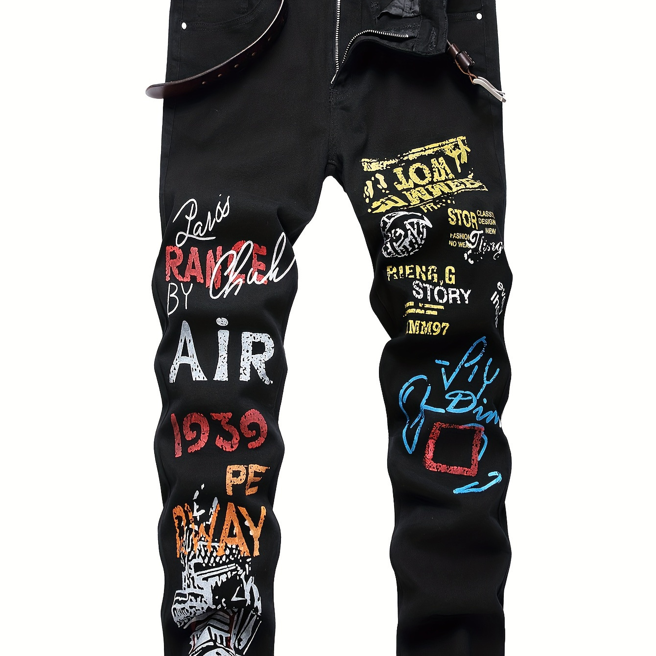 New Arrival Men Fashion Jeans Male Washed Graffiti Jeans Casual Trousers Wear Painted Denim Pants