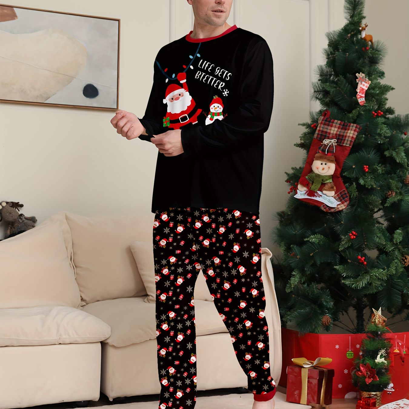 

Christmas Set - , Snowman & | Long Sleeve Top & Pants For | Polyester